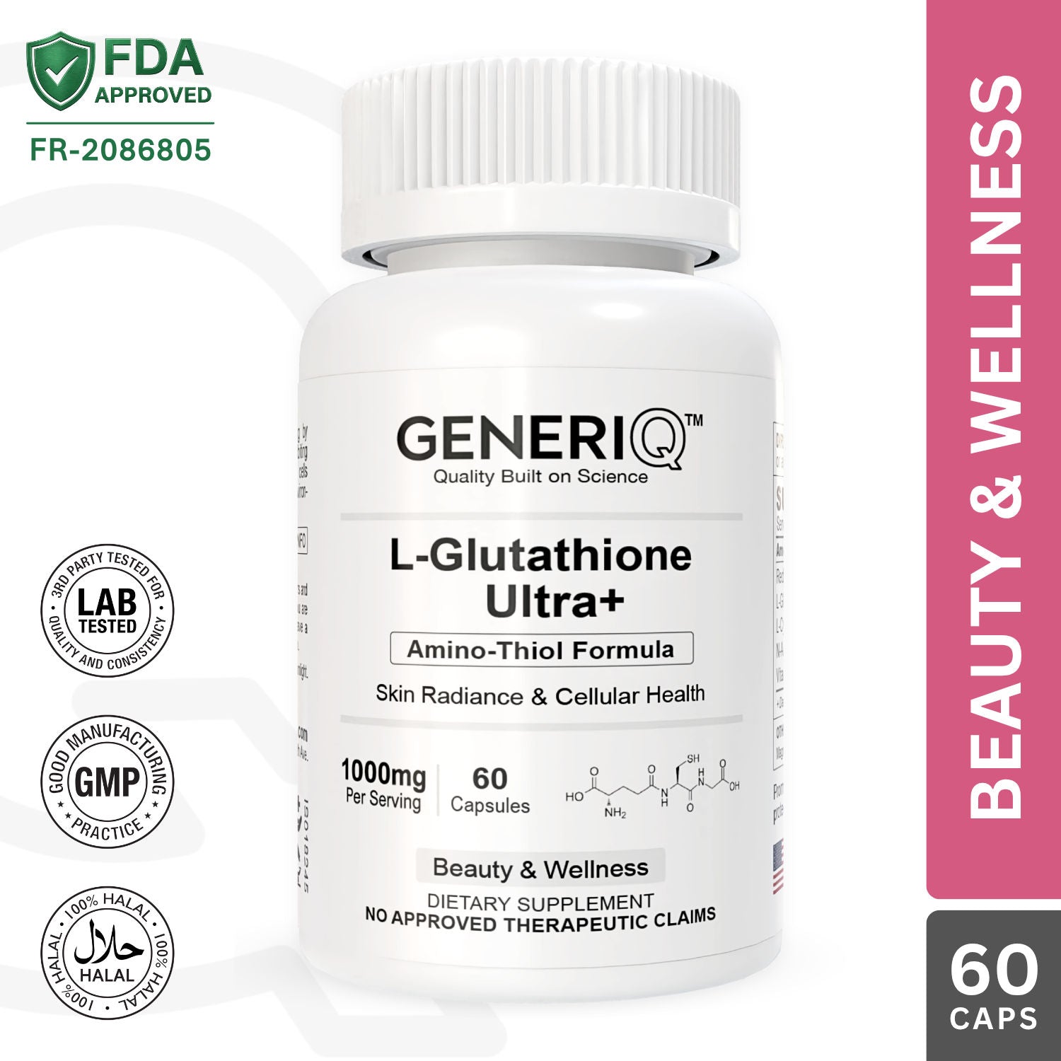 gnc l glutathione 1000mg GENERIQ™ L-Glutathione Ultra+ Ghk-cu Peptide Face Serum-