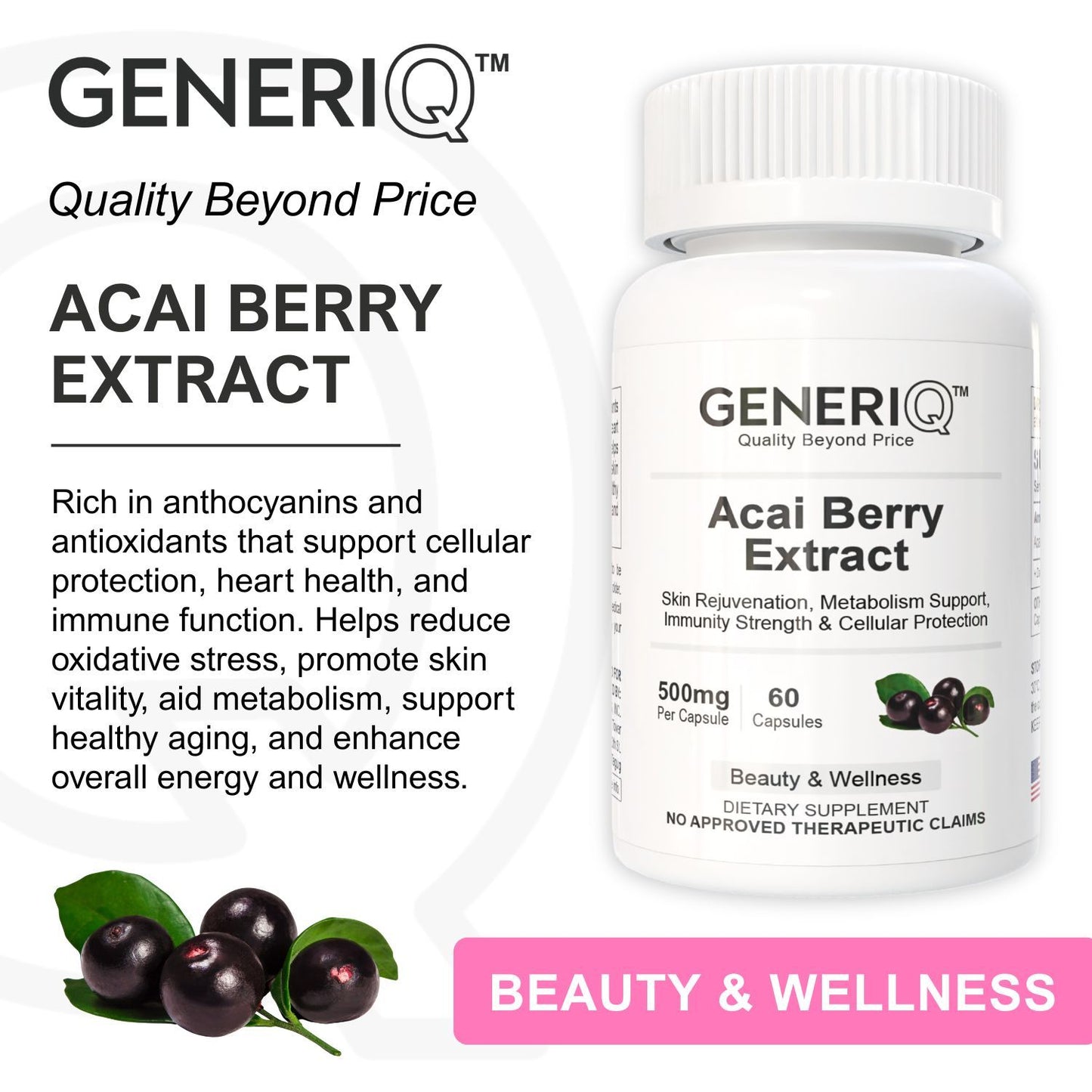 GENERIQ™ Acai Berry Extract, 500mg
