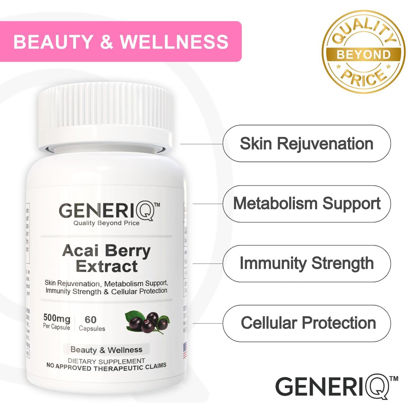 GENERIQ™ Acai Berry Extract, 500mg