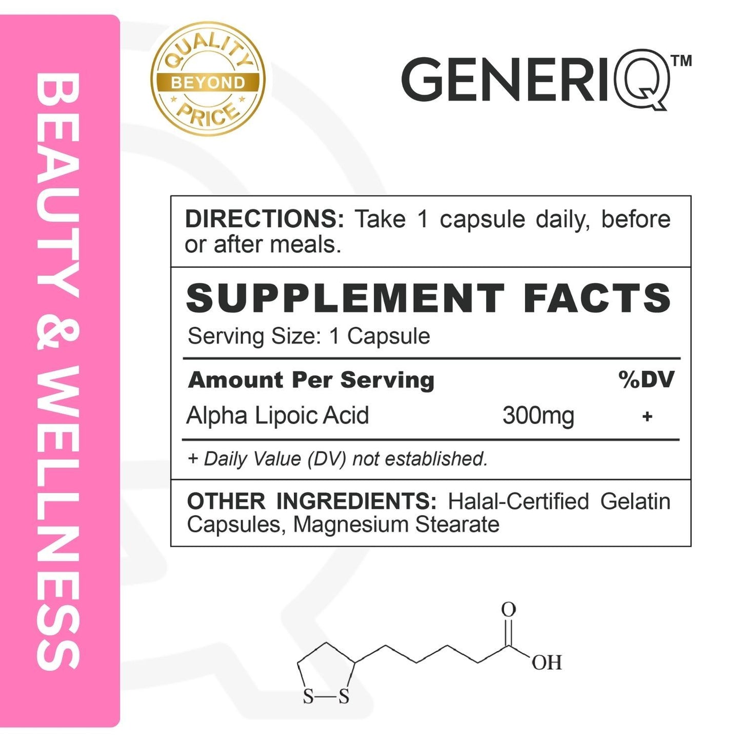 GENERIQ™ Alpha Lipoic Acid, 300mg