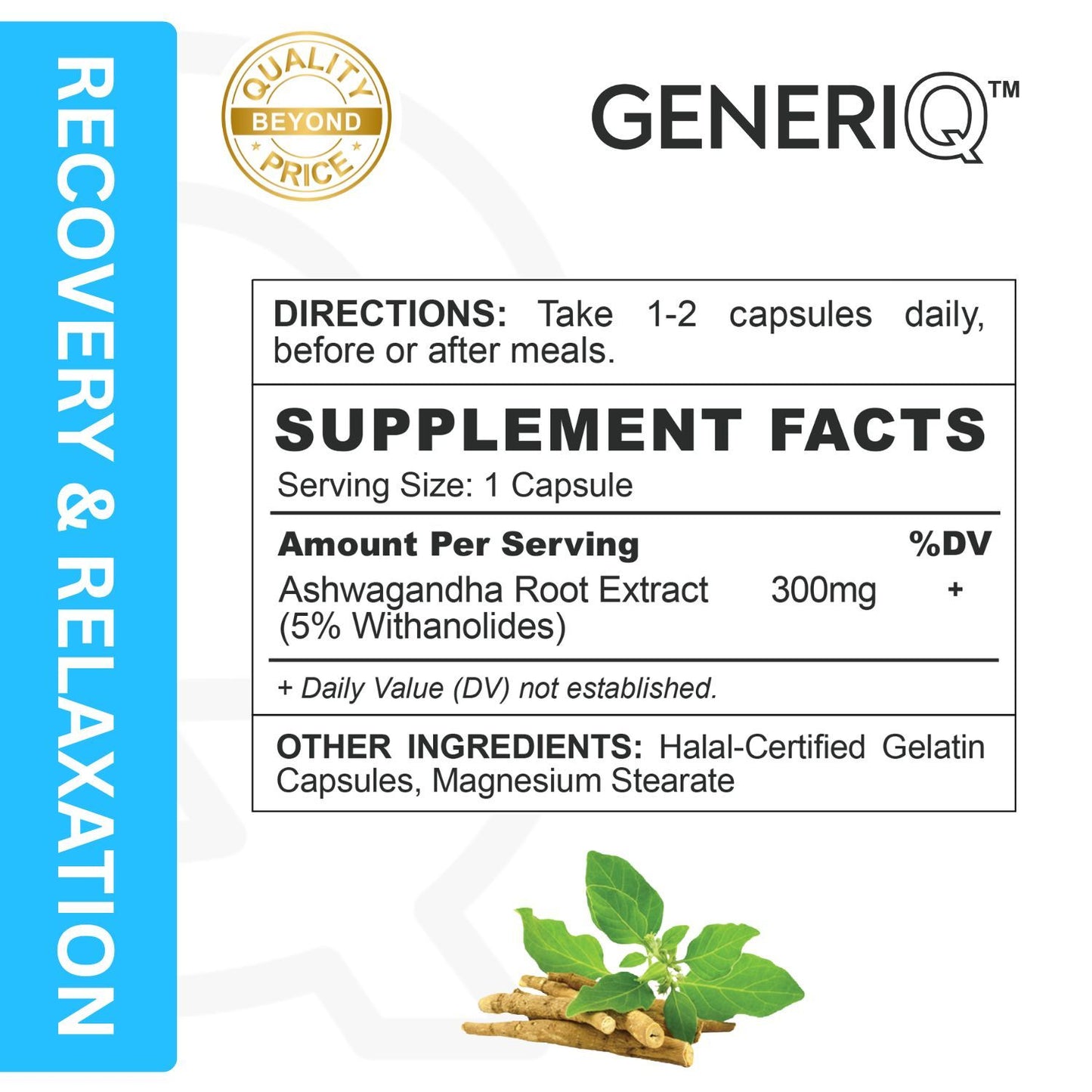 GENERIQ™ Ashwagandha (5% Withanolides), 300mg