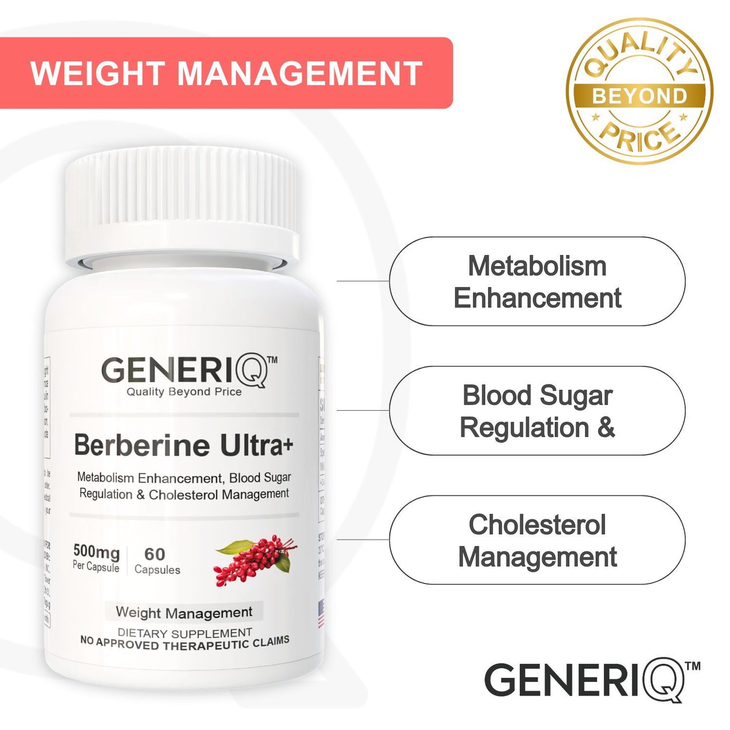 GENERIQ™ Berberine Ultra+, 500mg