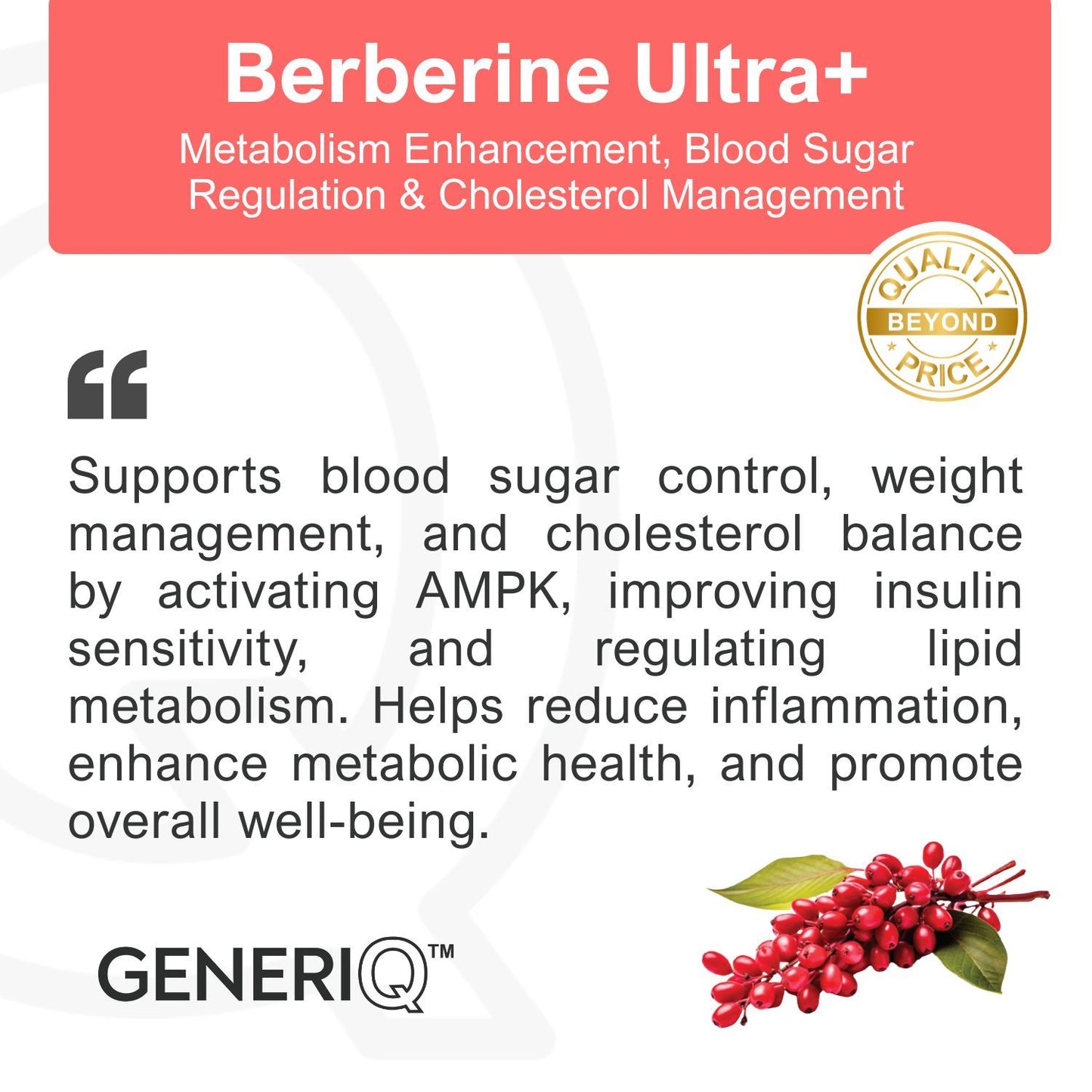 GENERIQ™ Berberine Ultra+, 500mg