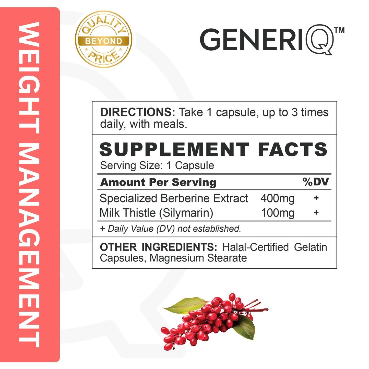 GENERIQ™ Berberine Ultra+, 500mg