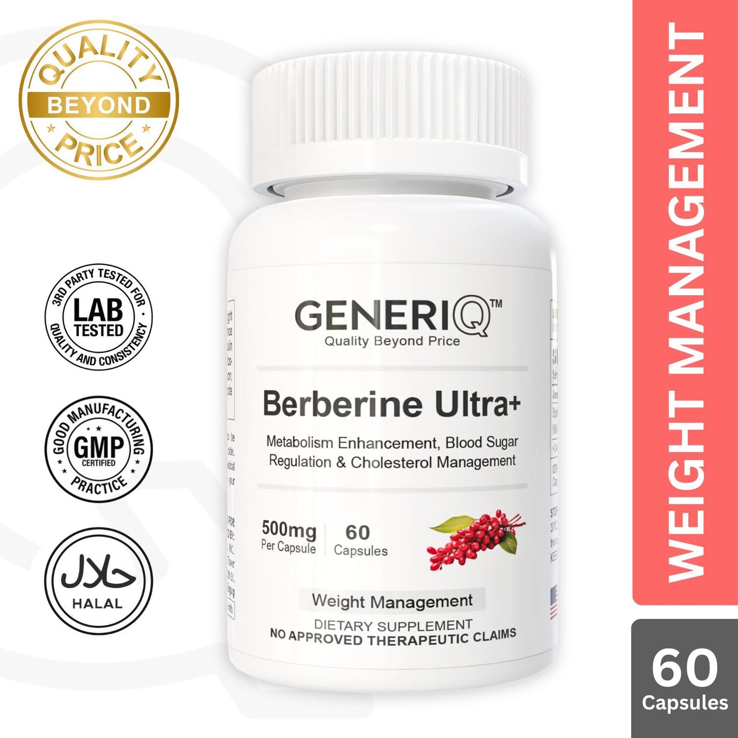 GENERIQ™ Berberine Ultra+, 500mg