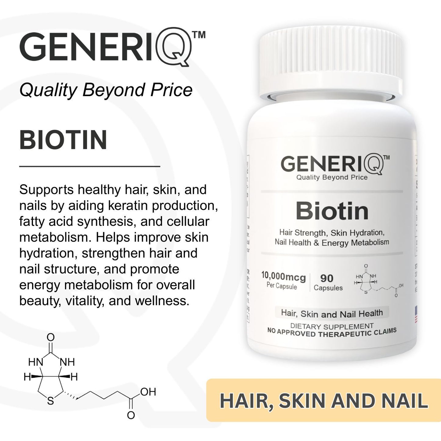 GENERIQ™ Biotin, 10000mcg