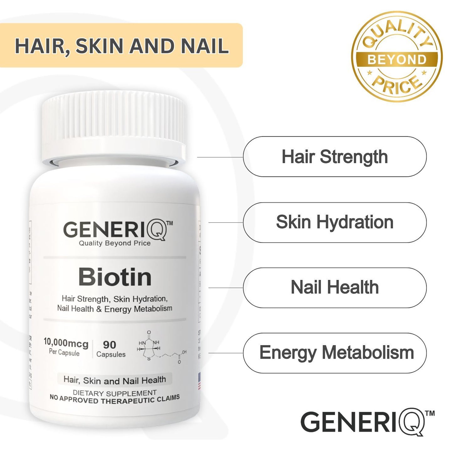 GENERIQ™ Biotin, 10000mcg