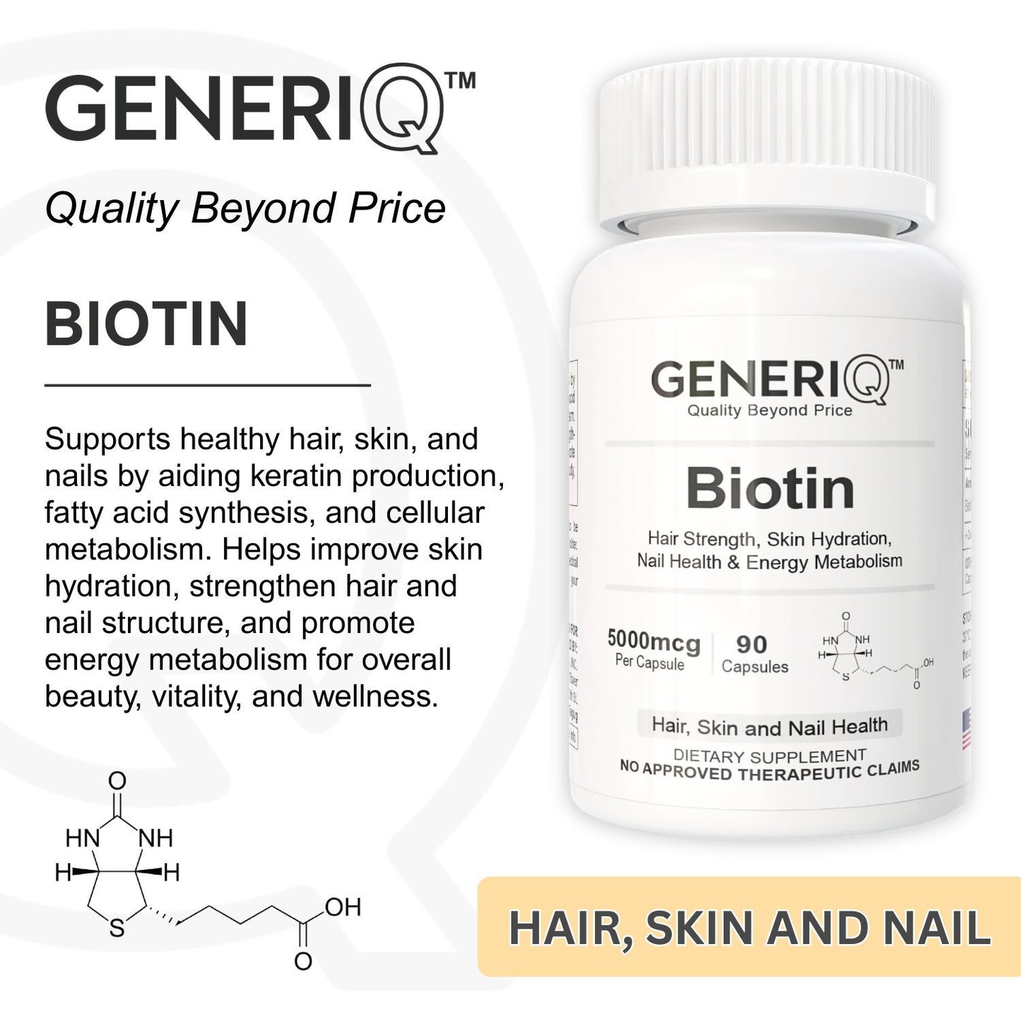 GENERIQ™ Biotin, 5000mcg