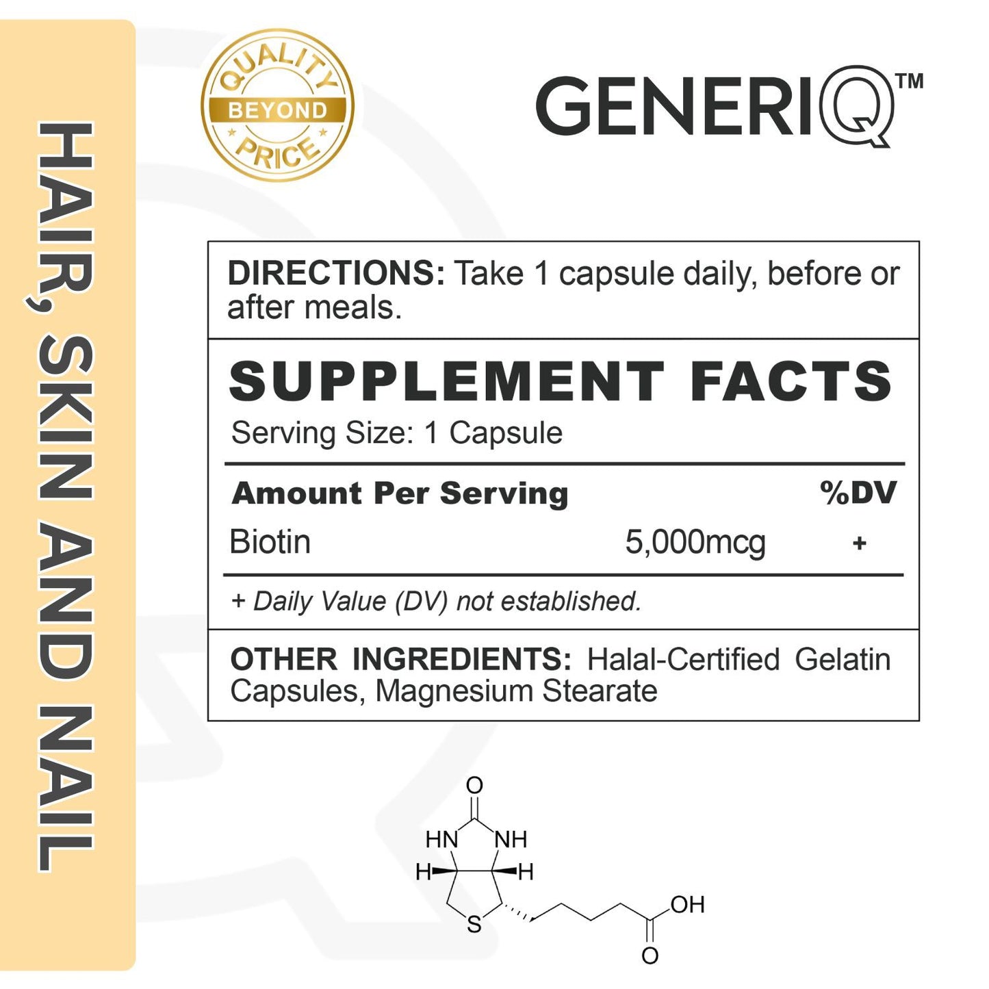 GENERIQ™ Biotin, 5000mcg