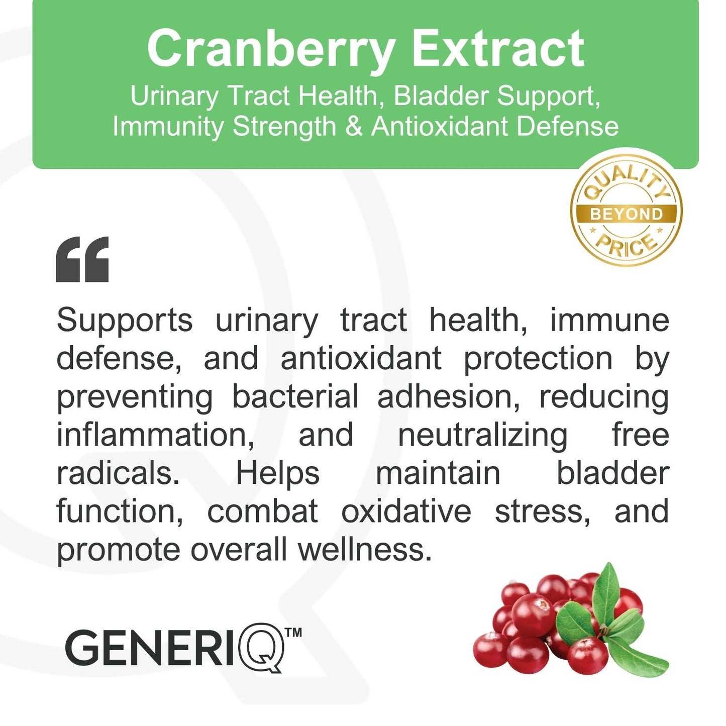 GENERIQ™ Cranberry Extract With Proanthocyanidins, 500mg