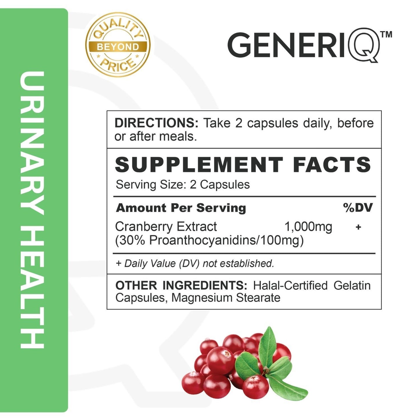 GENERIQ™ Cranberry Extract With Proanthocyanidins, 500mg