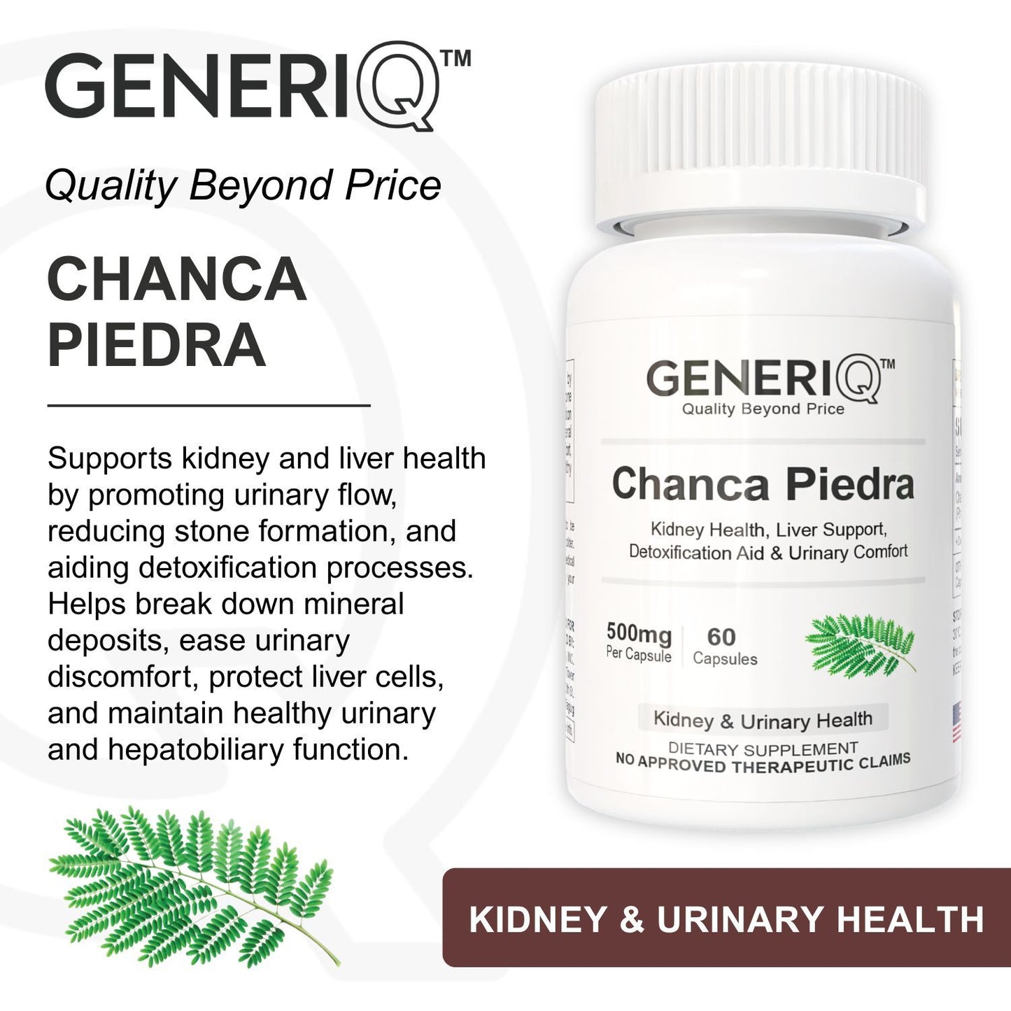 GENERIQ™ Chanca Piedra, 500mg