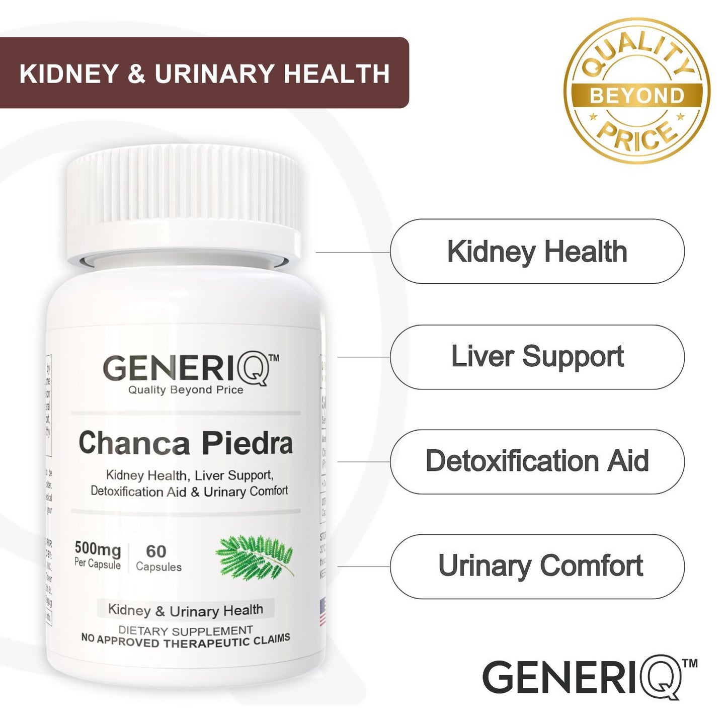 GENERIQ™ Chanca Piedra, 500mg