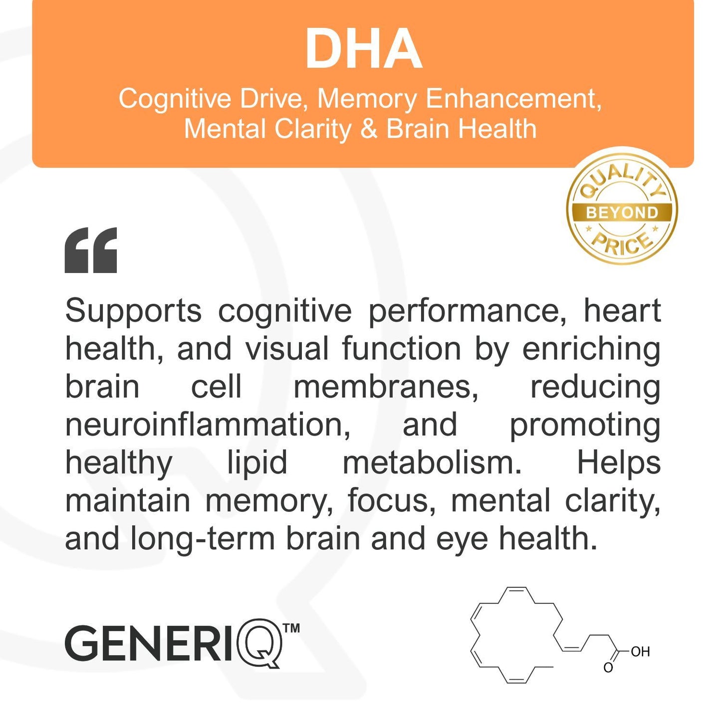 GENERIQ™ DHA (Docosahexaenoic Acid), 500mg