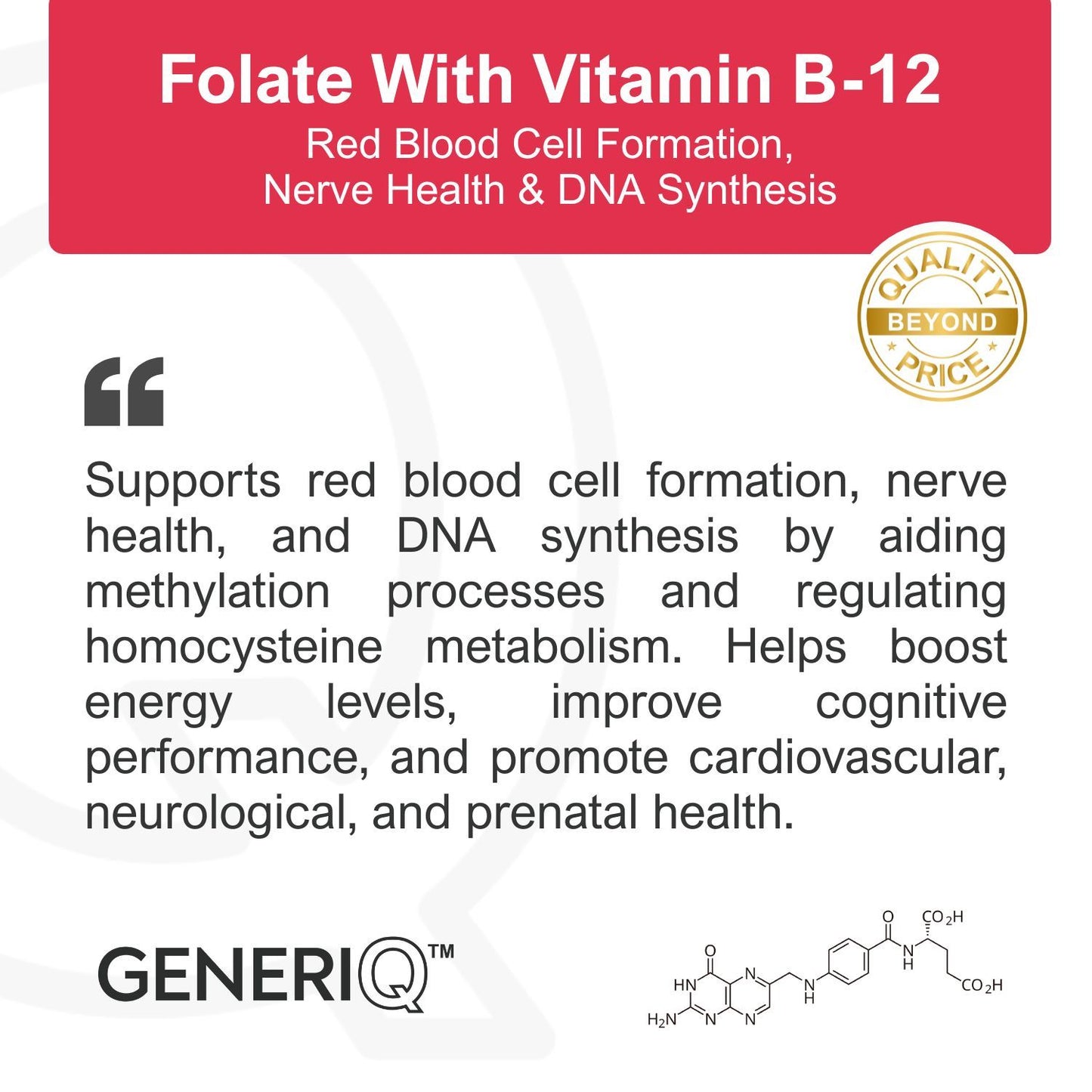 GENERIQ™ Folate with Vitamin B-12, 825mcg