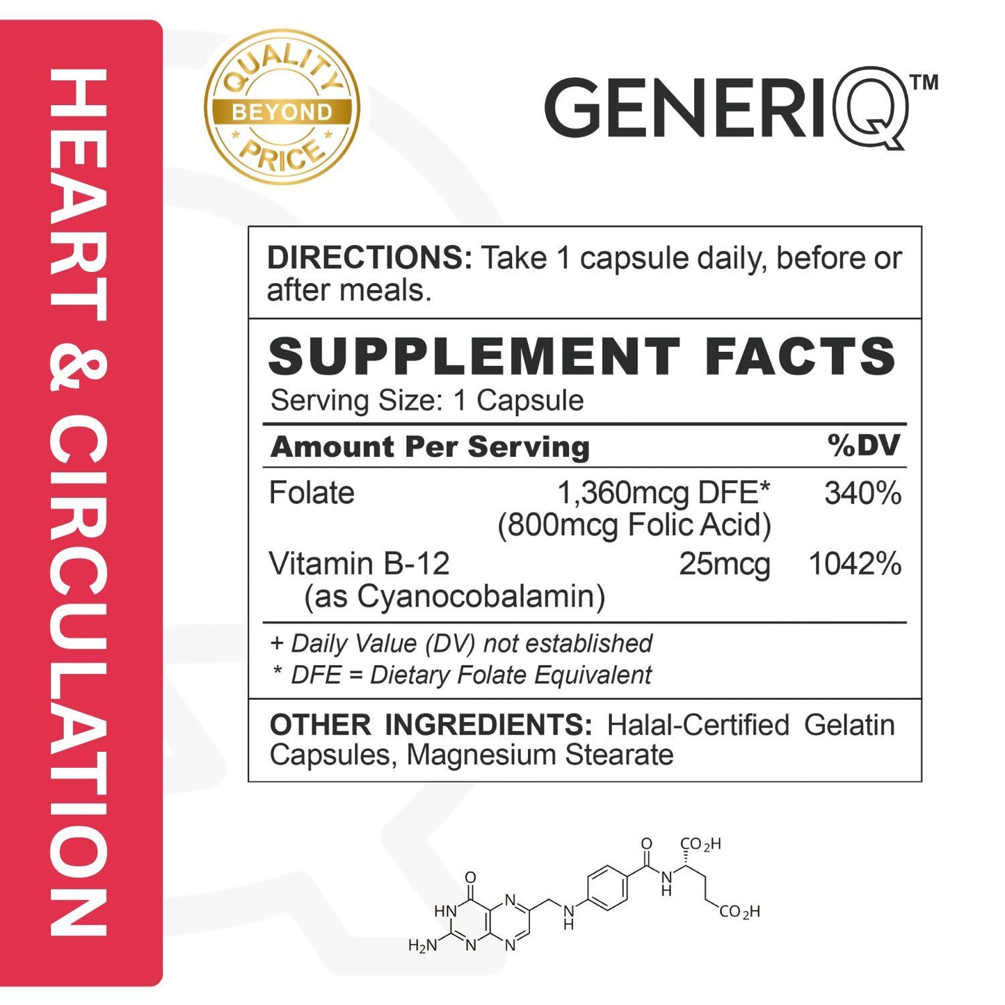 GENERIQ™ Folate with Vitamin B-12, 825mcg
