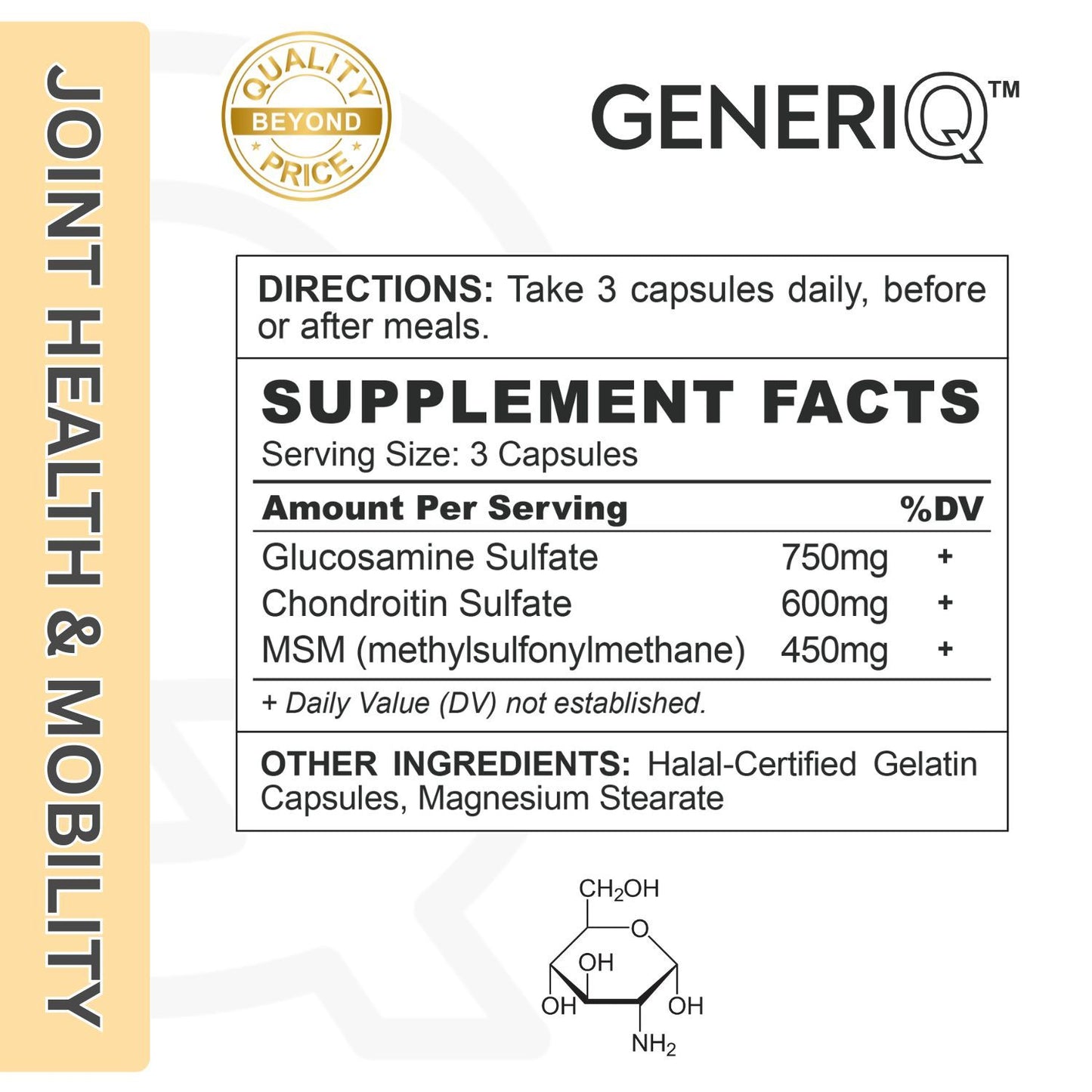 GENERIQ™ Glucosamine + Chondroitin + MSM, 1800mg