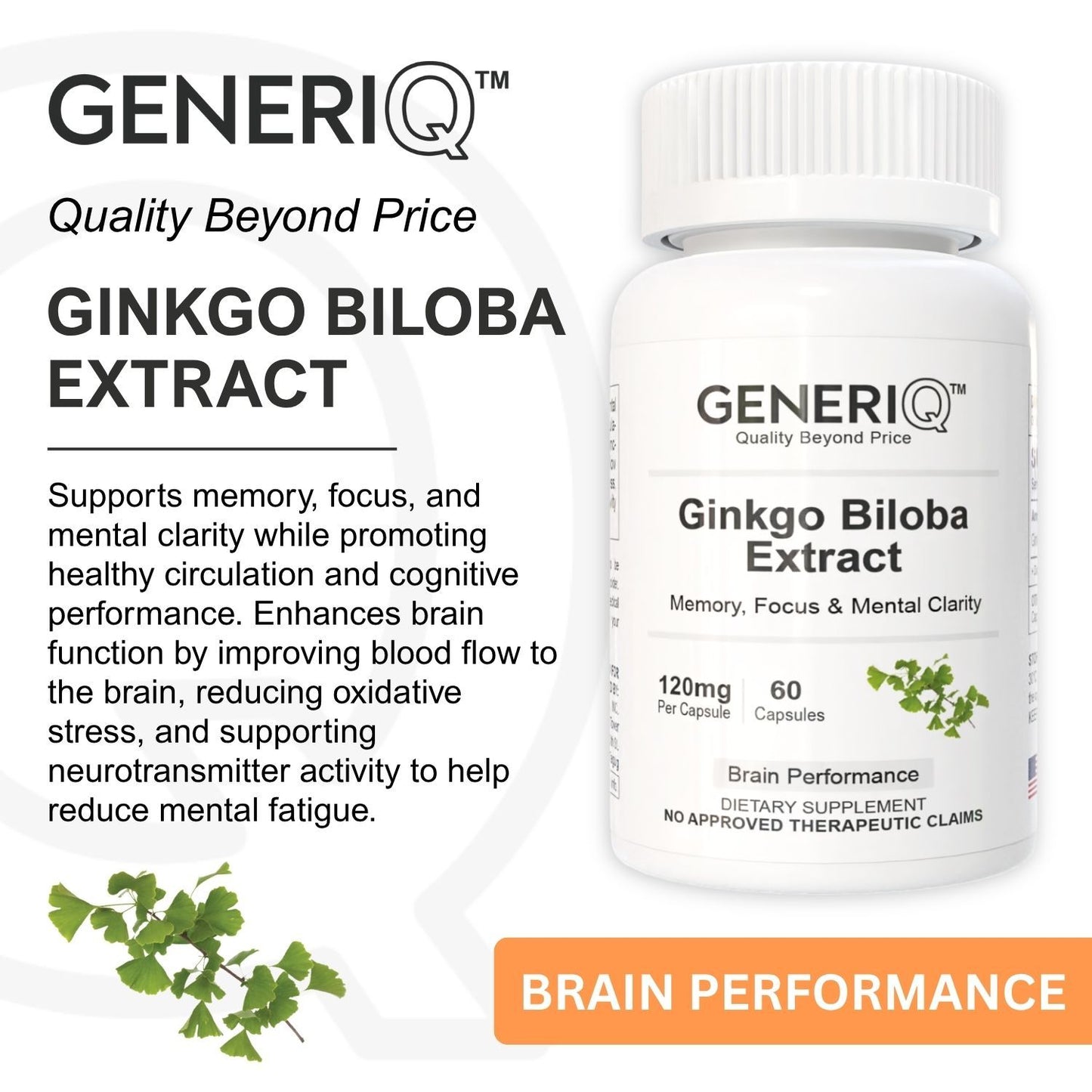 GENERIQ™ Ginkgo Biloba Extract, 120mg