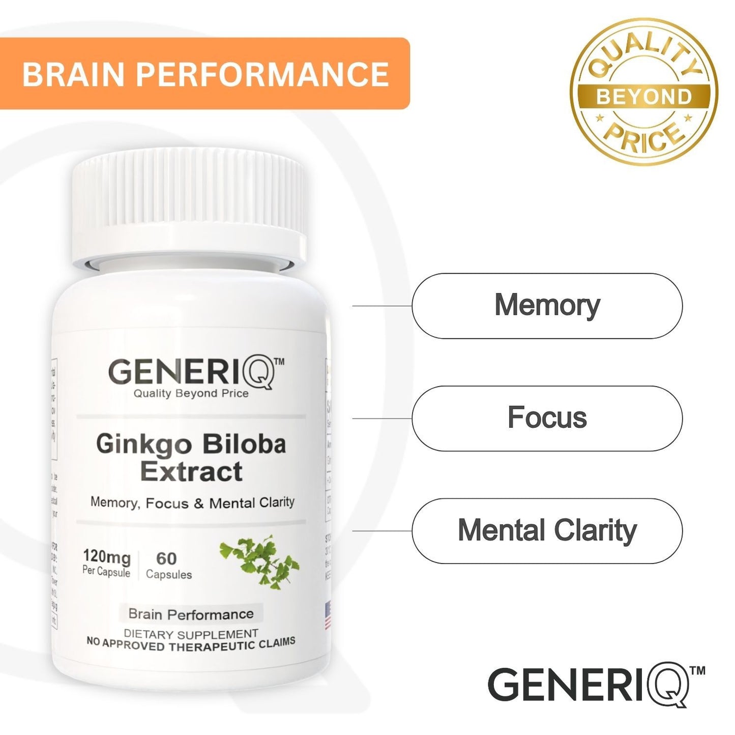 GENERIQ™ Ginkgo Biloba Extract, 120mg