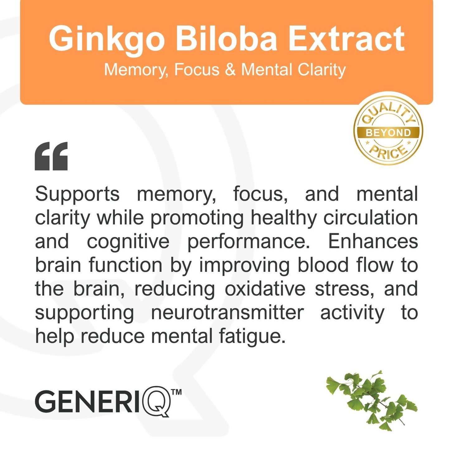 GENERIQ™ Ginkgo Biloba Extract, 120mg