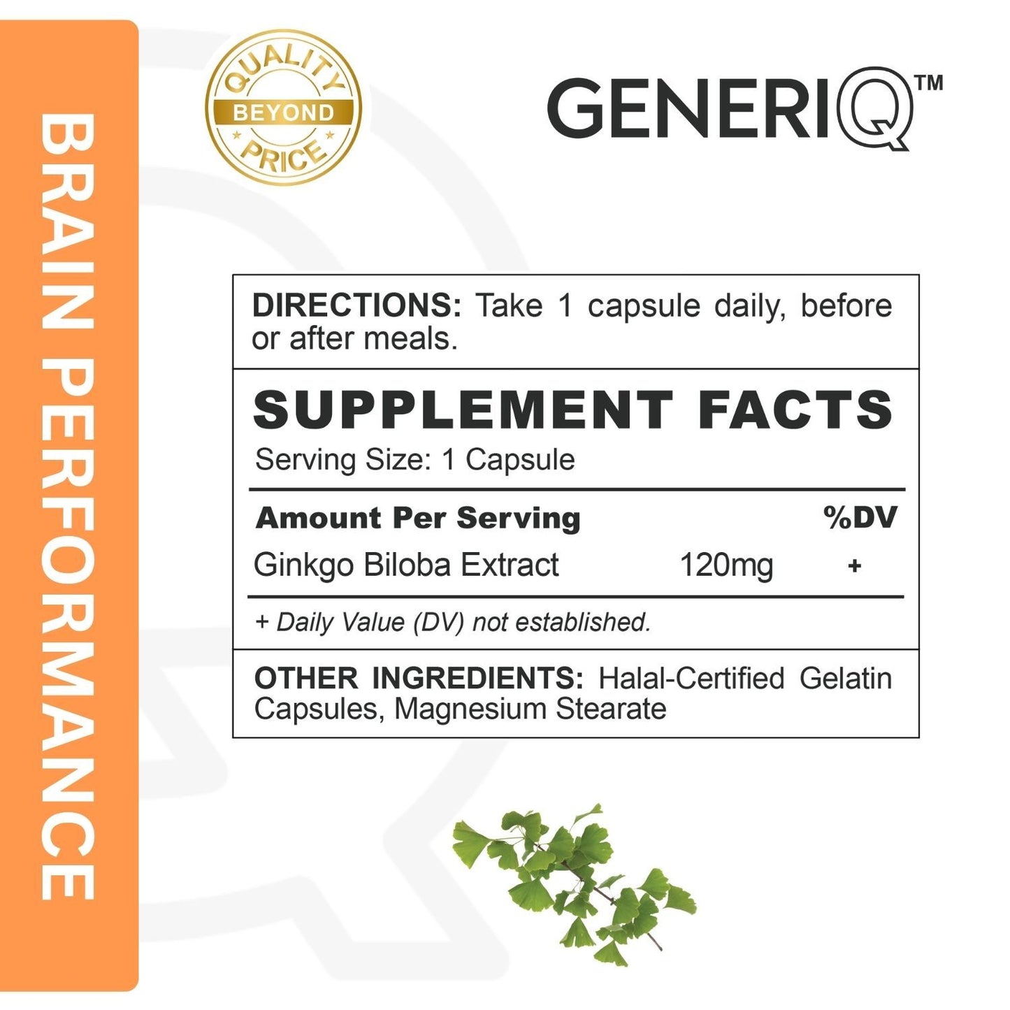 GENERIQ™ Ginkgo Biloba Extract, 120mg