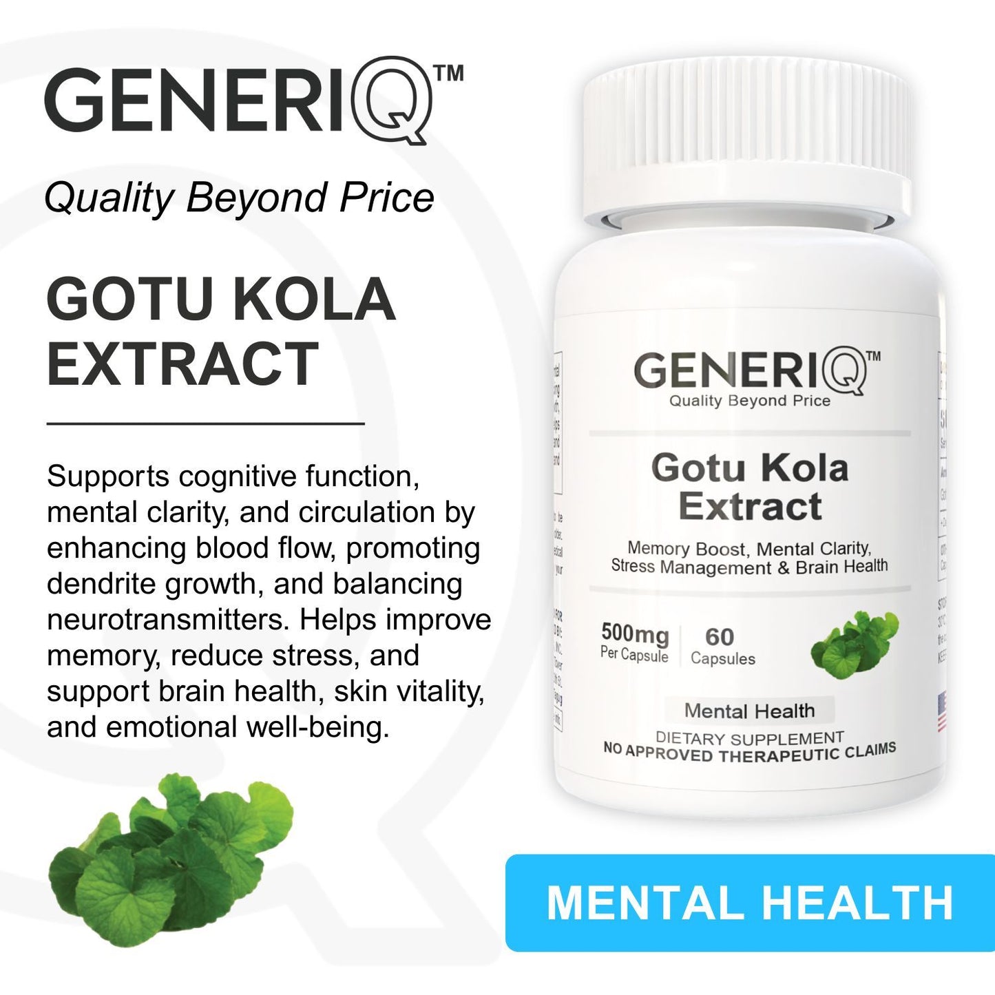 GENERIQ™ Gotu Kola Extract, 500mg