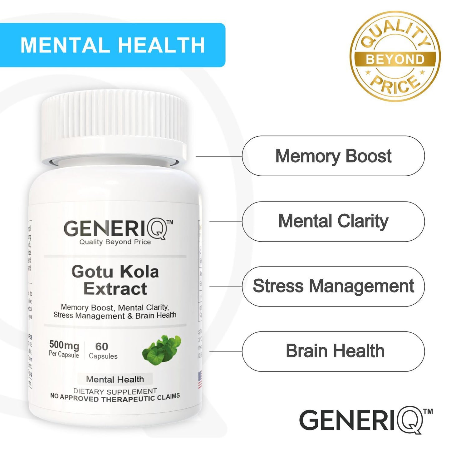 GENERIQ™ Gotu Kola Extract, 500mg