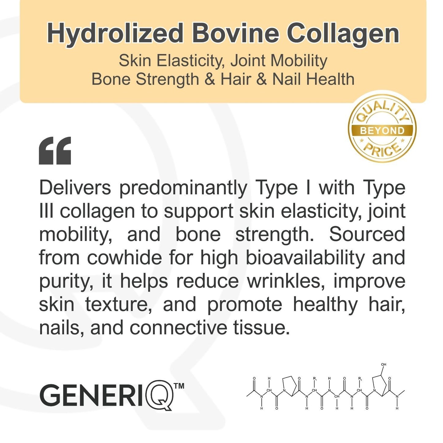 GENERIQ™ Hydrolyzed Bovine Collagen, 1200mg
