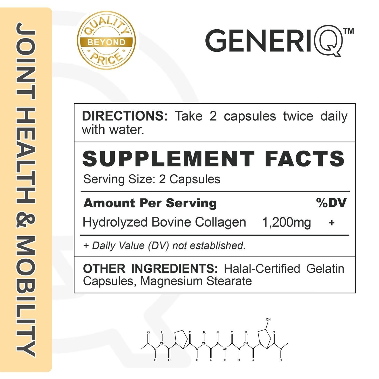 GENERIQ™ Hydrolyzed Bovine Collagen, 1200mg
