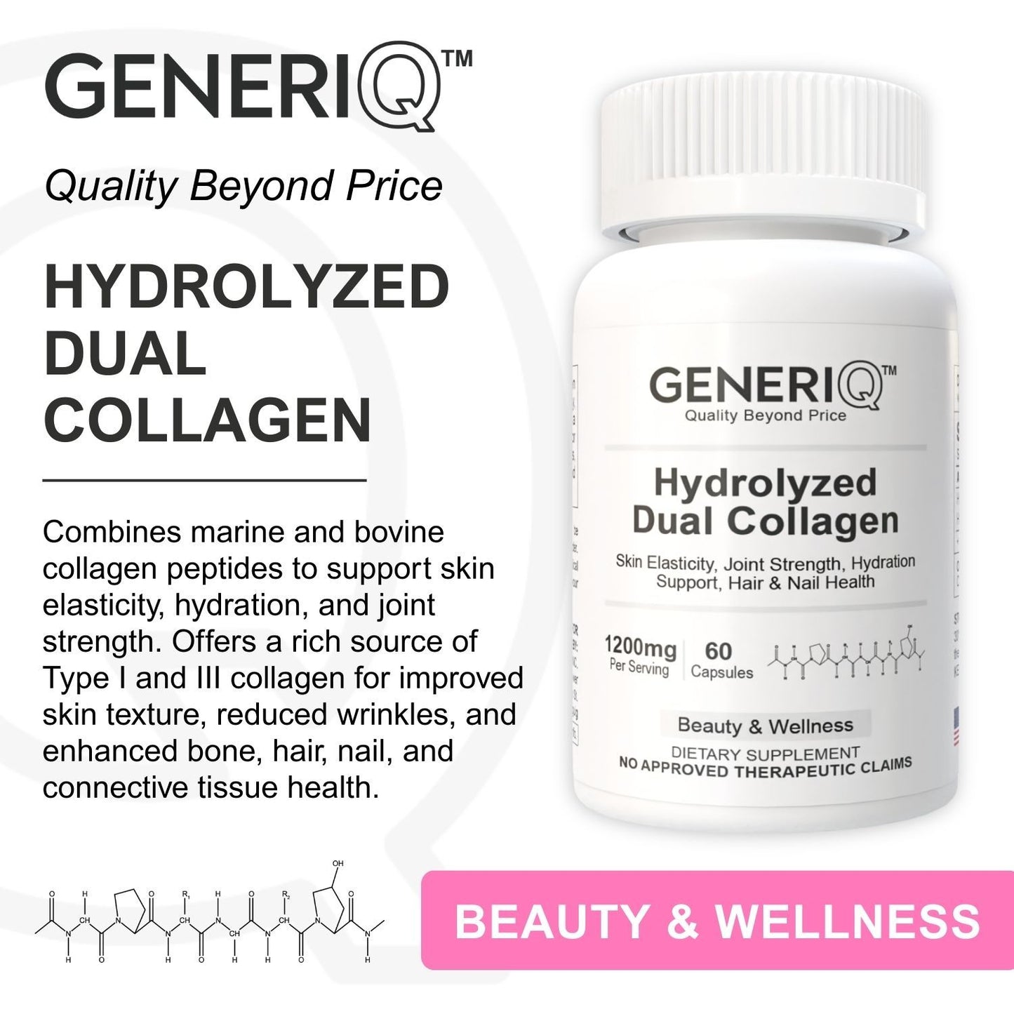 GENERIQ™ Hydrolyzed Dual Collagen, 1200mg