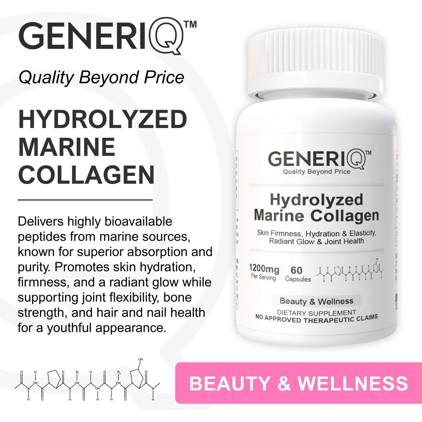 GENERIQ™ Hydrolyzed Marine Collagen, 1200mg