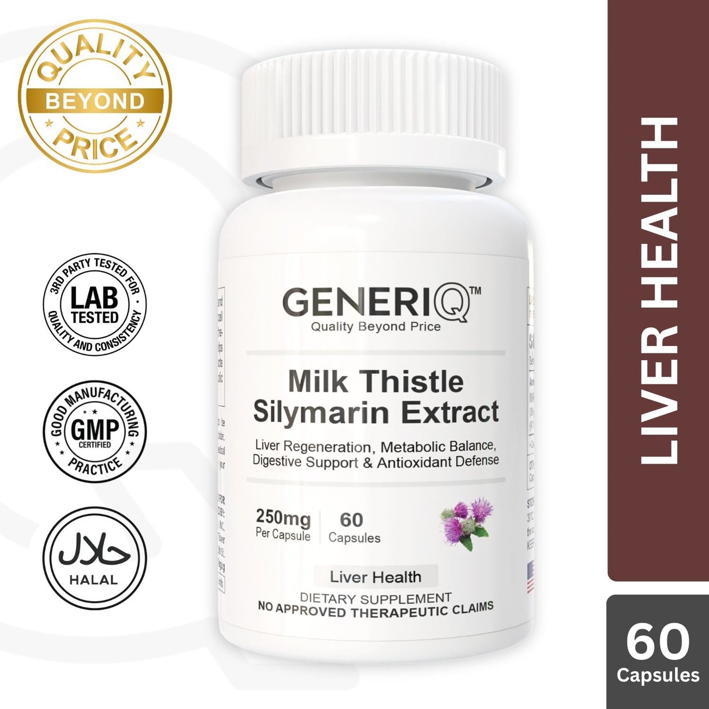 GENERIQ™ Milk Thistle Silymarin Extract, 250mg