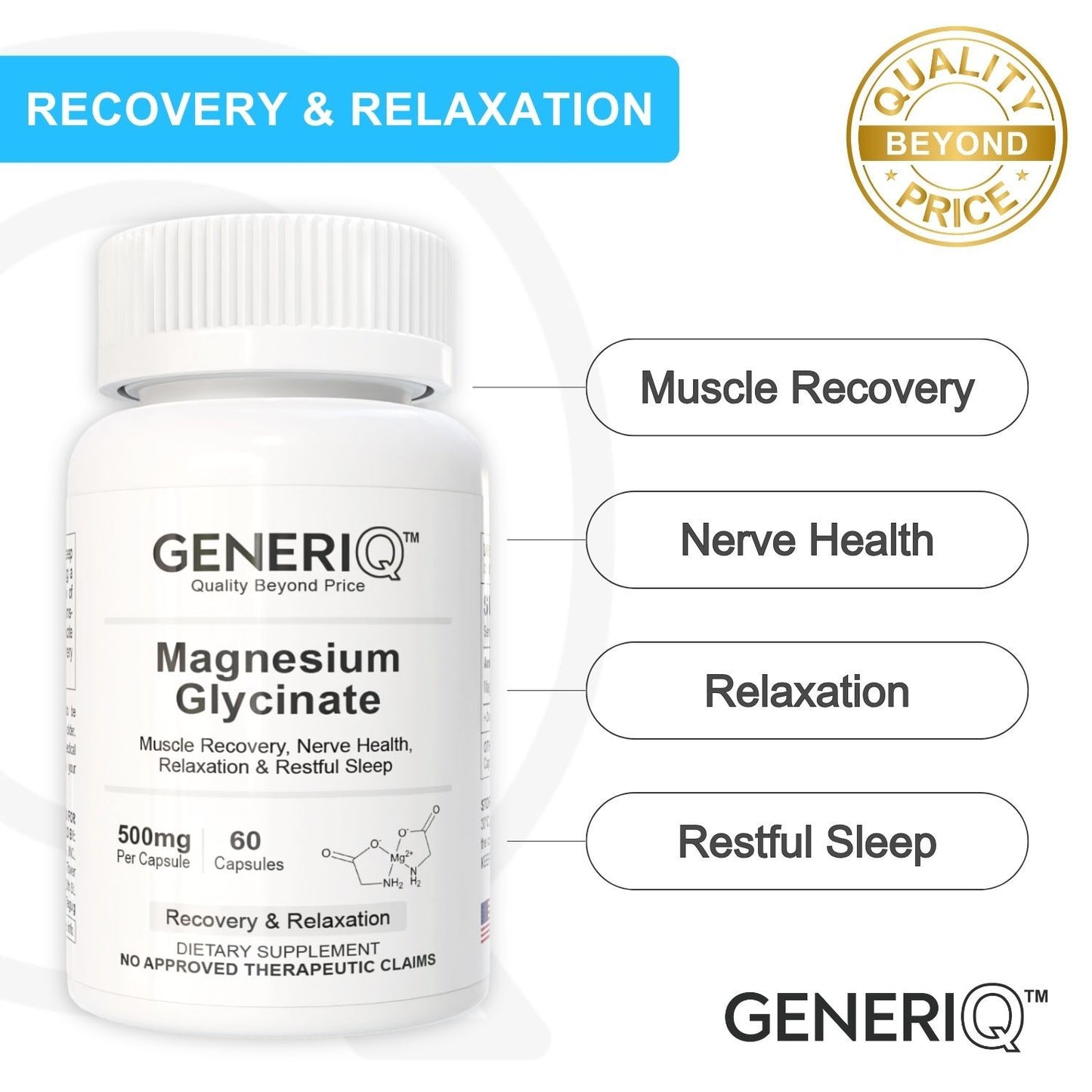 GENERIQ™ Magnesium Glycinate, 1500mg