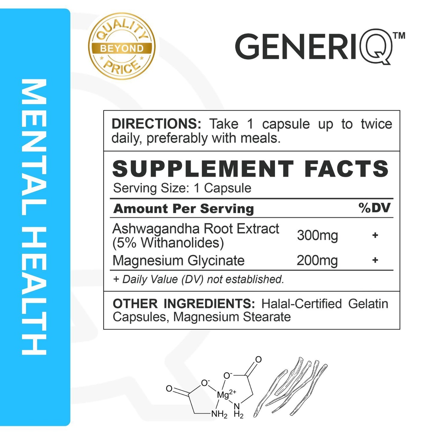 GENERIQ™ Magnesium + Ashwagandha, 500mg