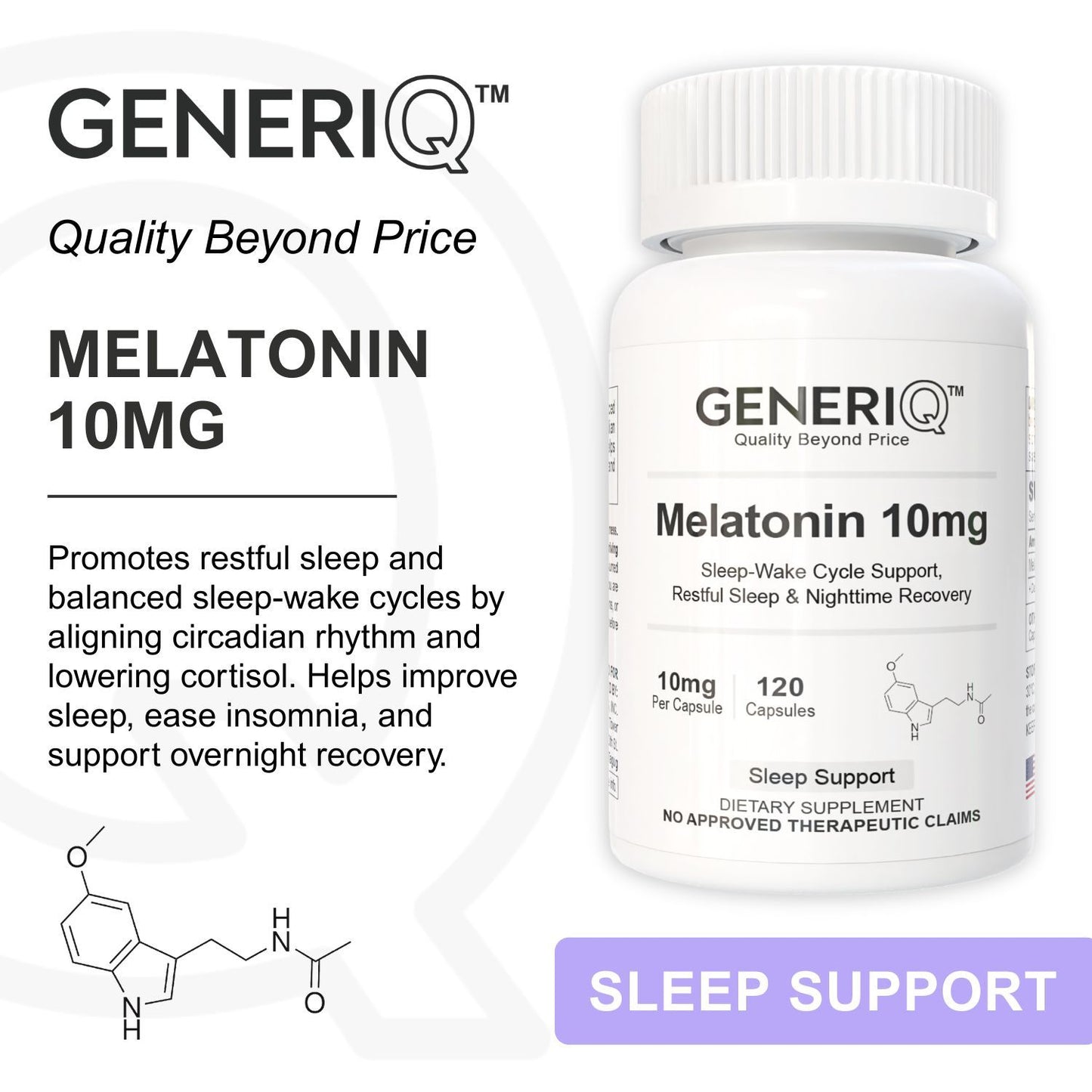 GENERIQ™ Melatonin, 10mg