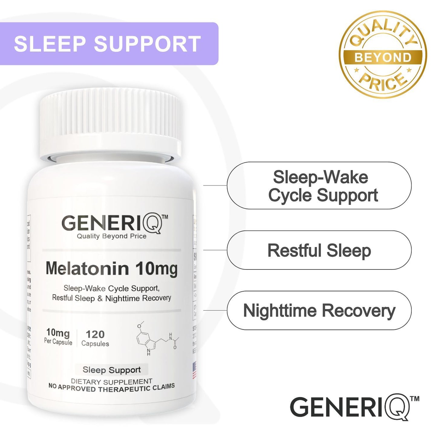 GENERIQ™ Melatonin, 10mg