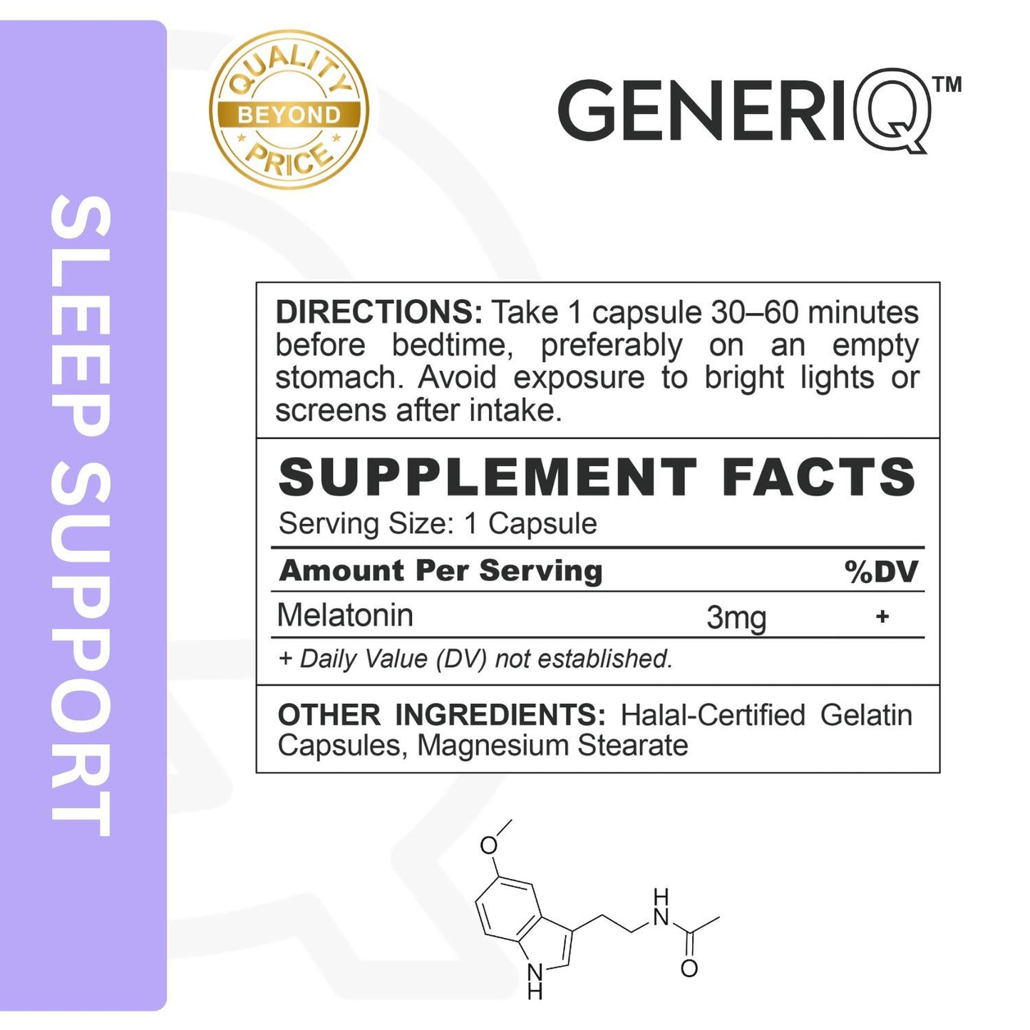 GENERIQ™ Melatonin, 3mg