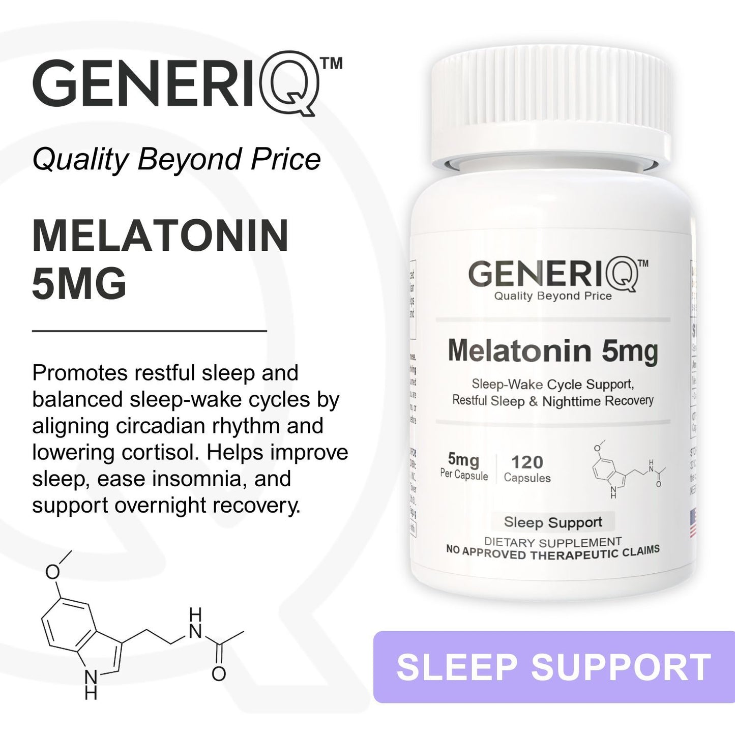 GENERIQ™ Melatonin, 5mg