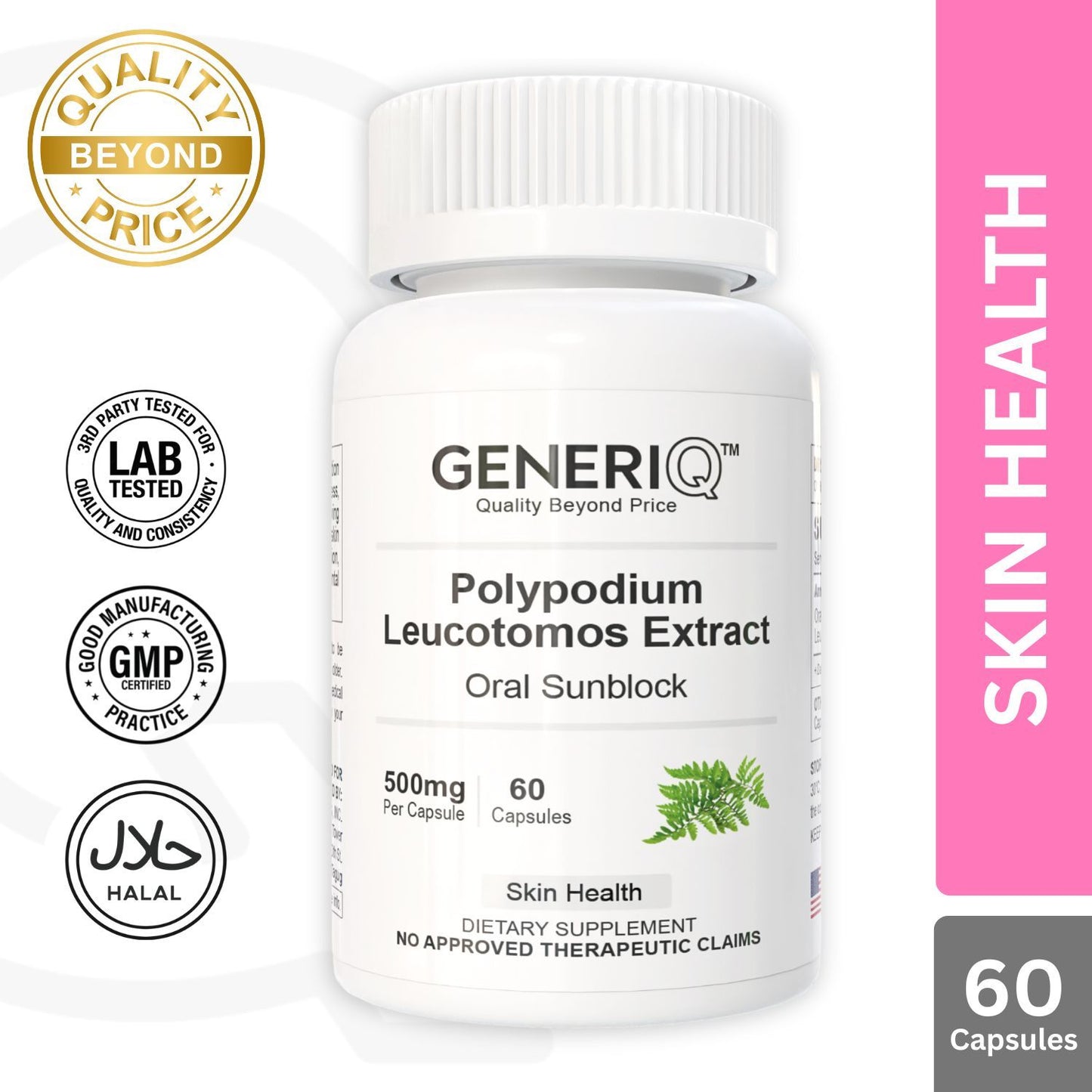 GENERIQ™ Polypodium Leucotomos Extract, 500mg