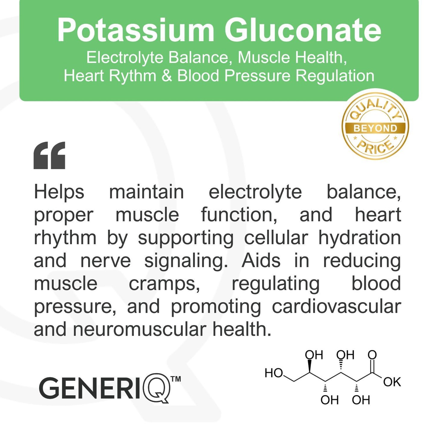 GENERIQ™ Potassium Gluconate, 595mg