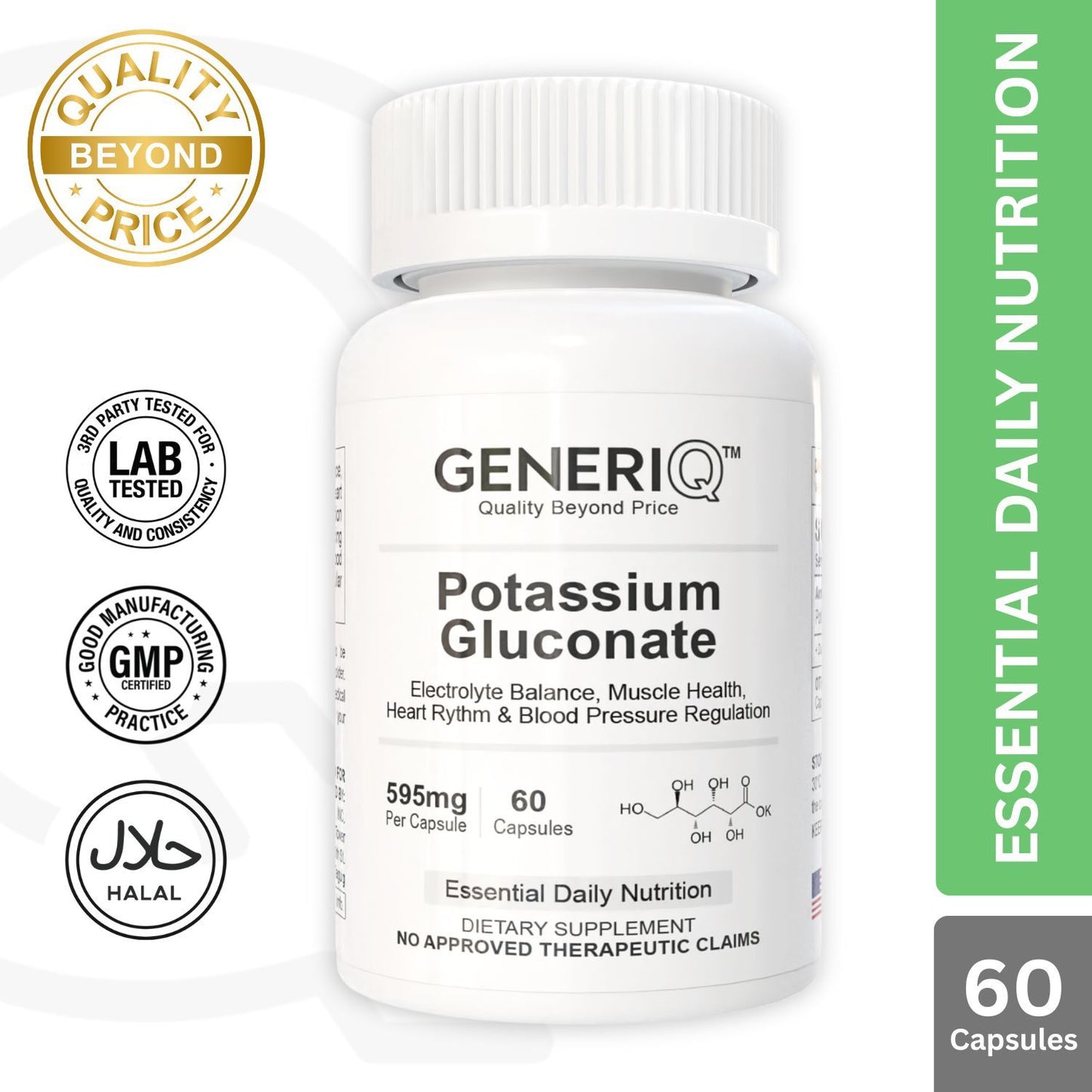 GENERIQ™ Potassium Gluconate, 595mg