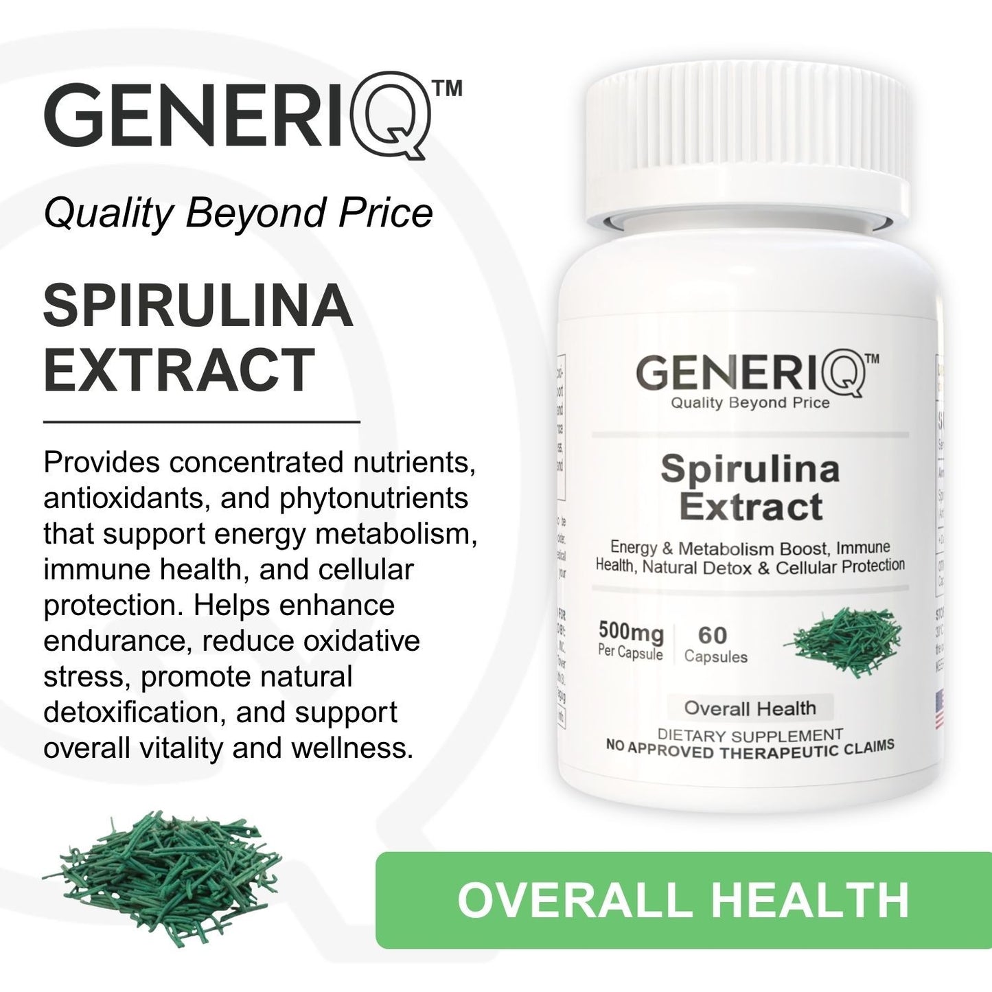 GENERIQ™ Spirulina Extract, 500mg