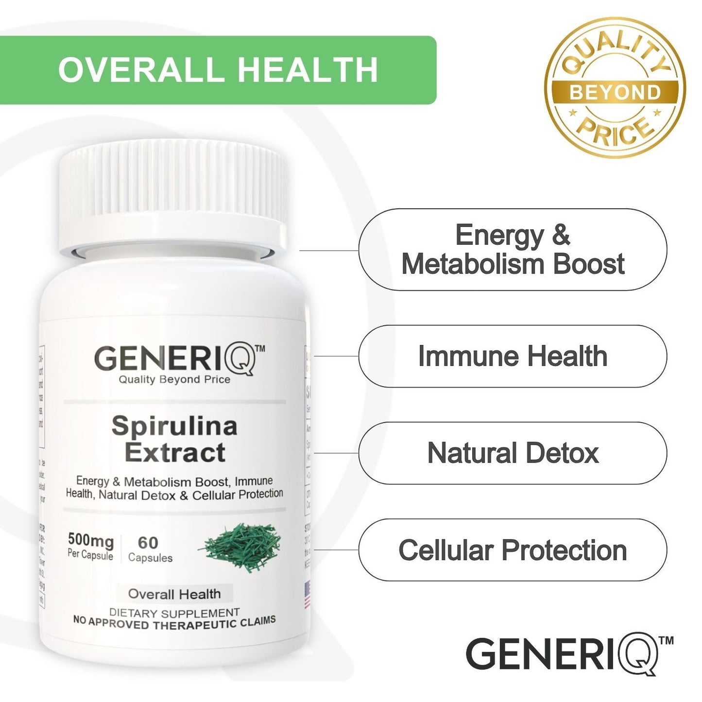 GENERIQ™ Spirulina Extract, 500mg