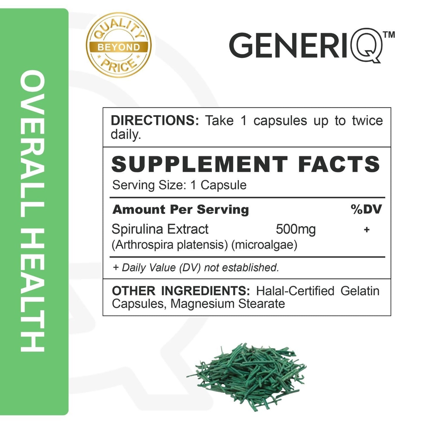 GENERIQ™ Spirulina Extract, 500mg