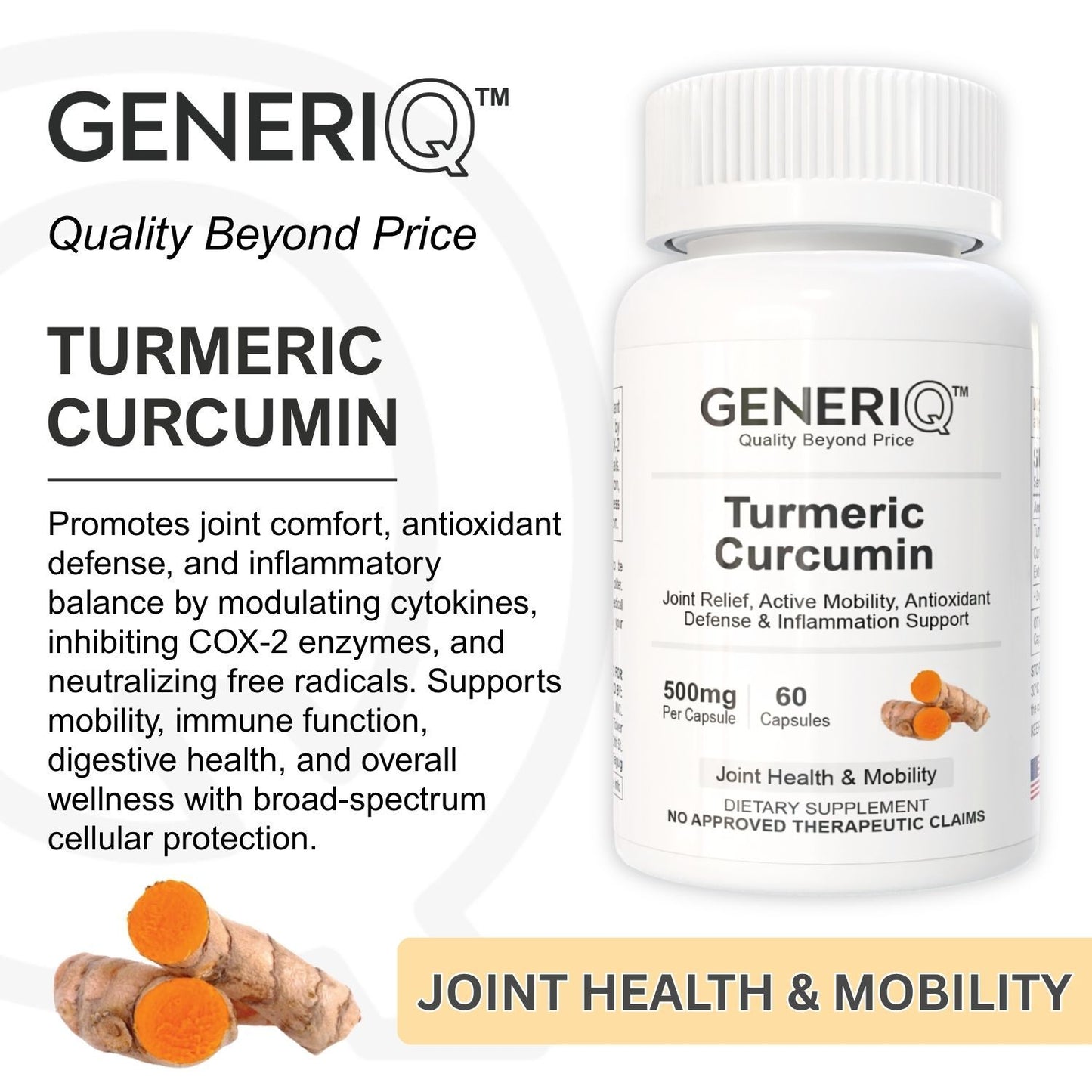 GENERIQ™ Turmeric Curcumin, 500mg