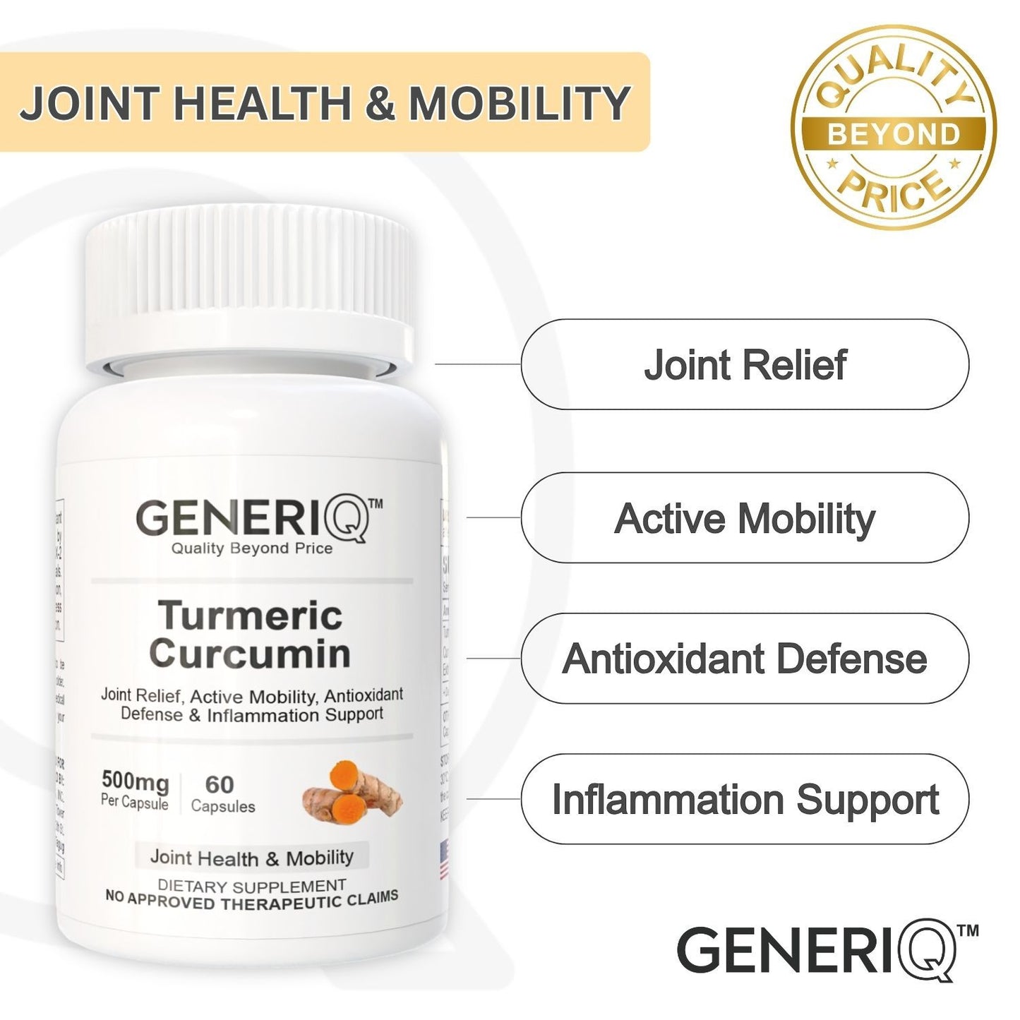 GENERIQ™ Turmeric Curcumin, 500mg