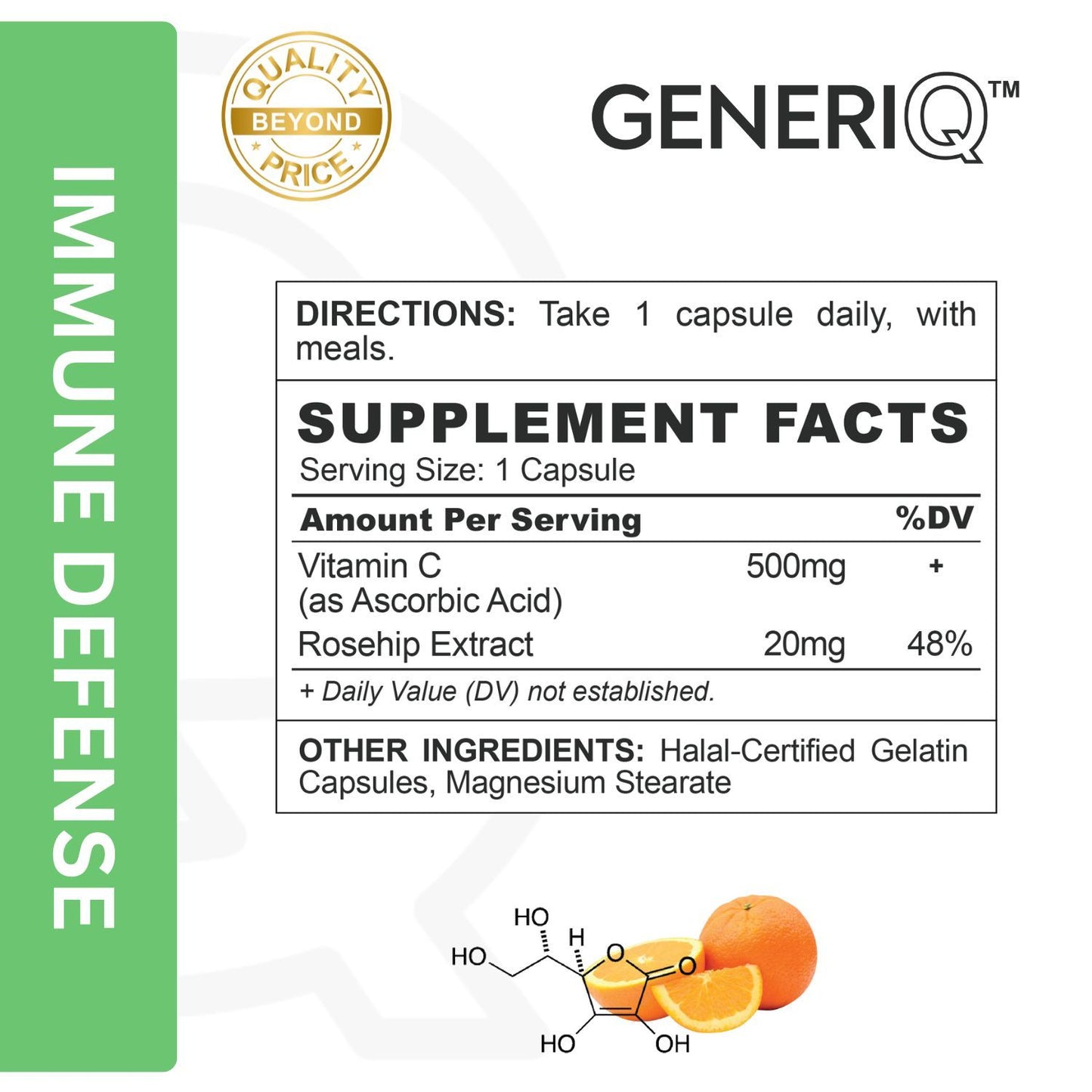 GENERIQ™ Vitamin C (Ascorbic Acid), 500mg