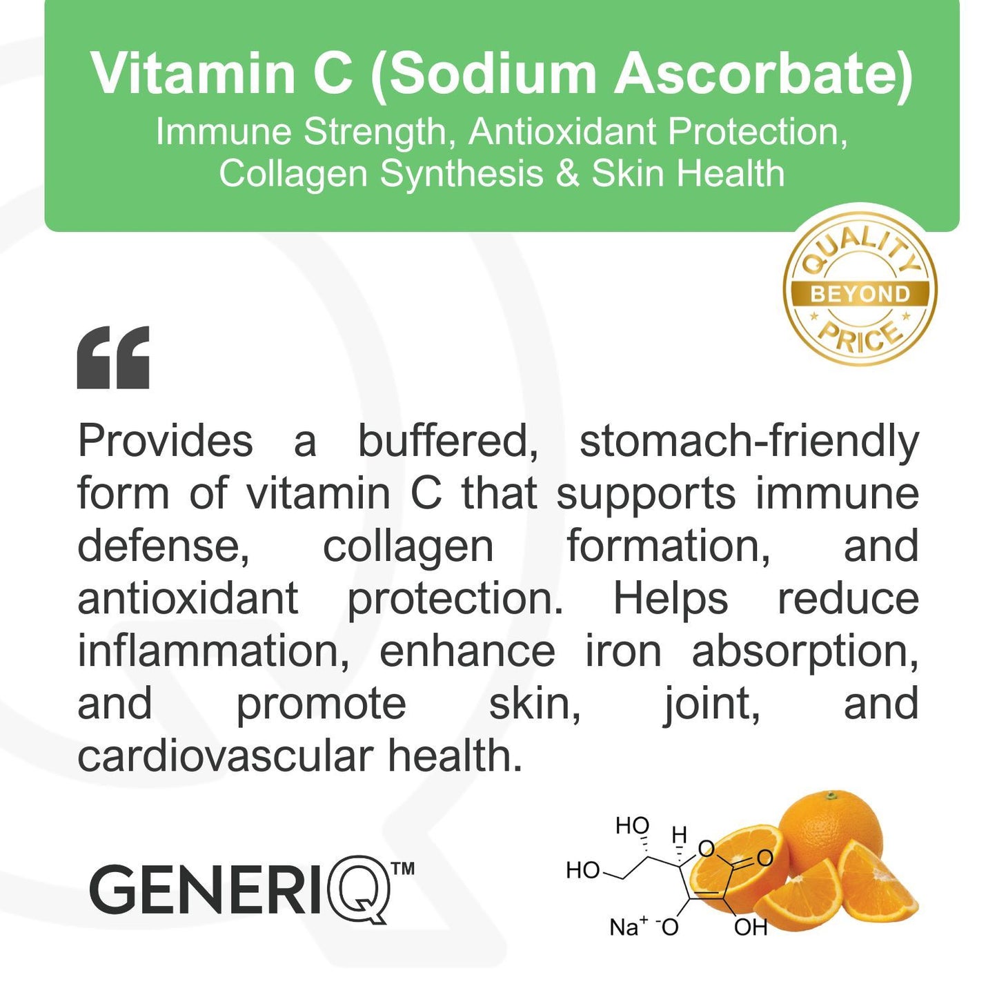 GENERIQ™ Vitamin C (Sodium Ascorbate), 500mg