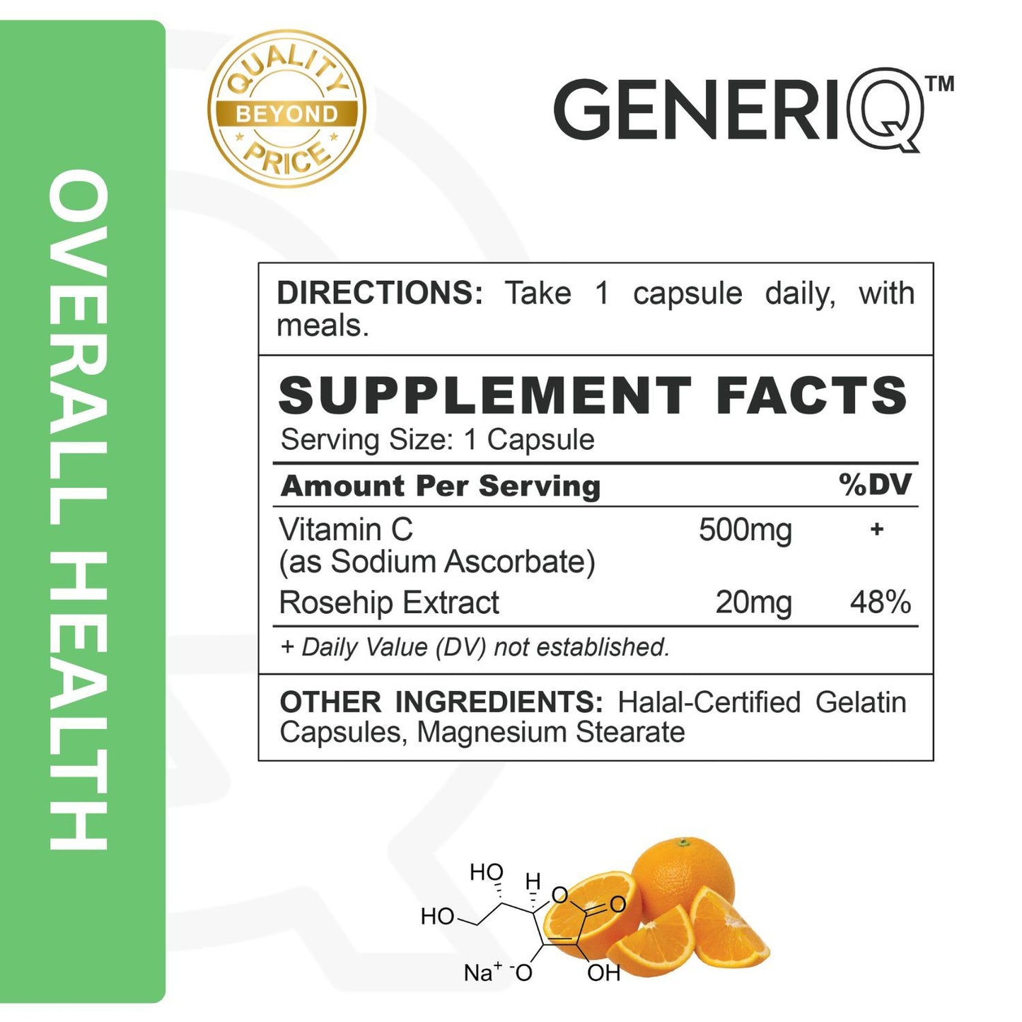 GENERIQ™ Vitamin C (Sodium Ascorbate), 500mg