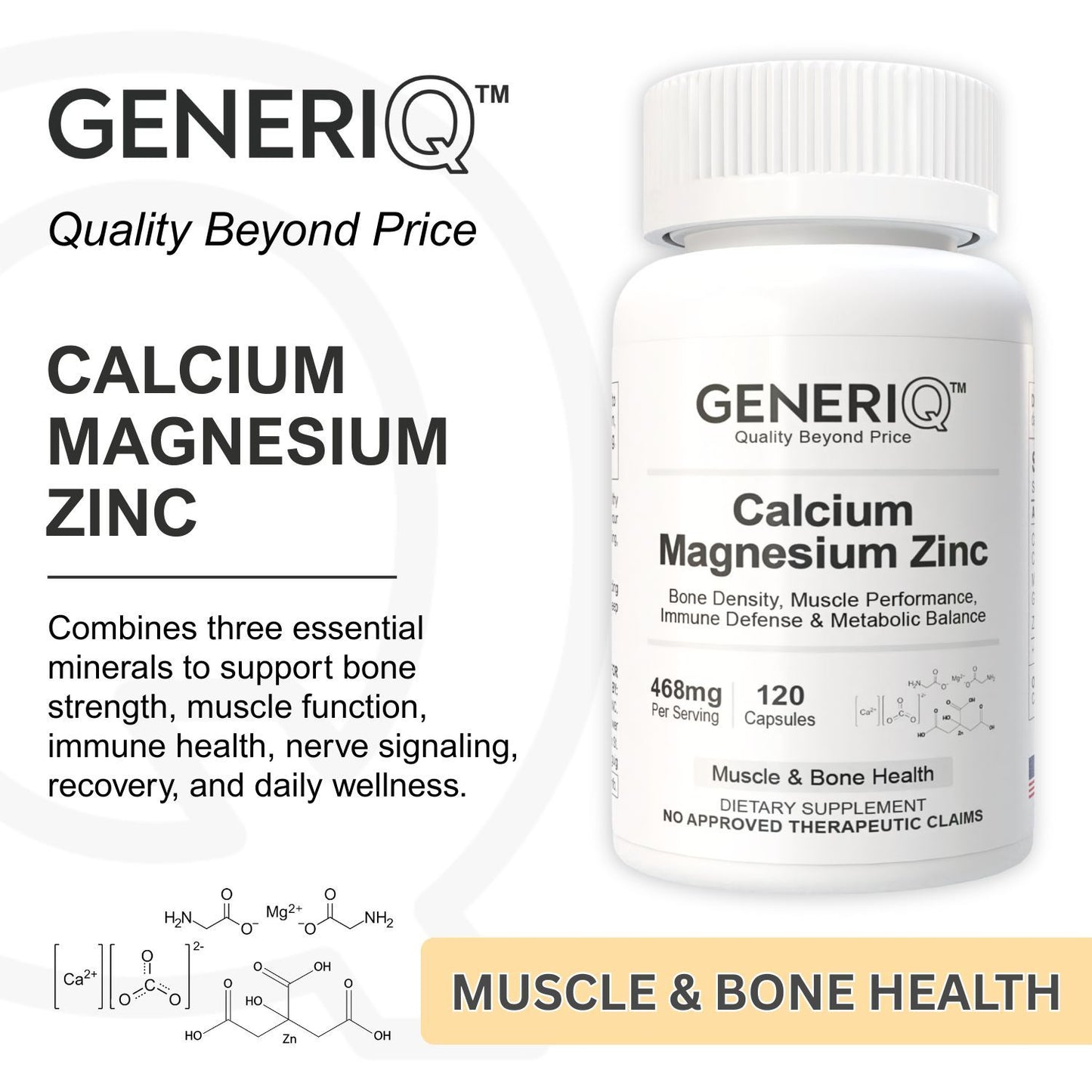 GENERIQ™ Calcium Magnesium Zinc, 468mg